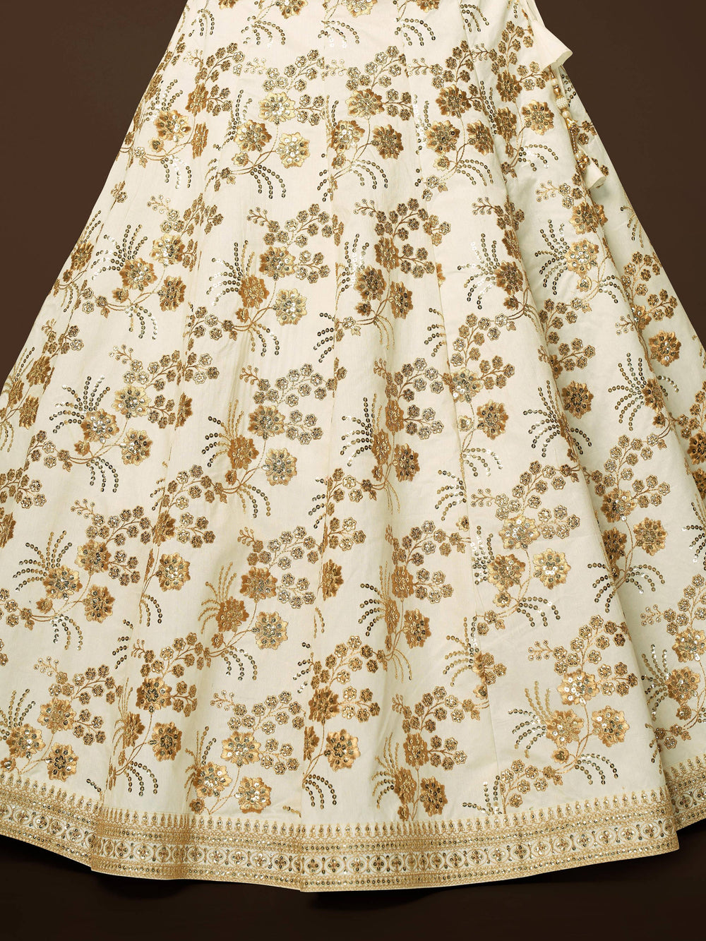 White Zari Work Engagement Wear Slub Silk Lehenga Choli for Women