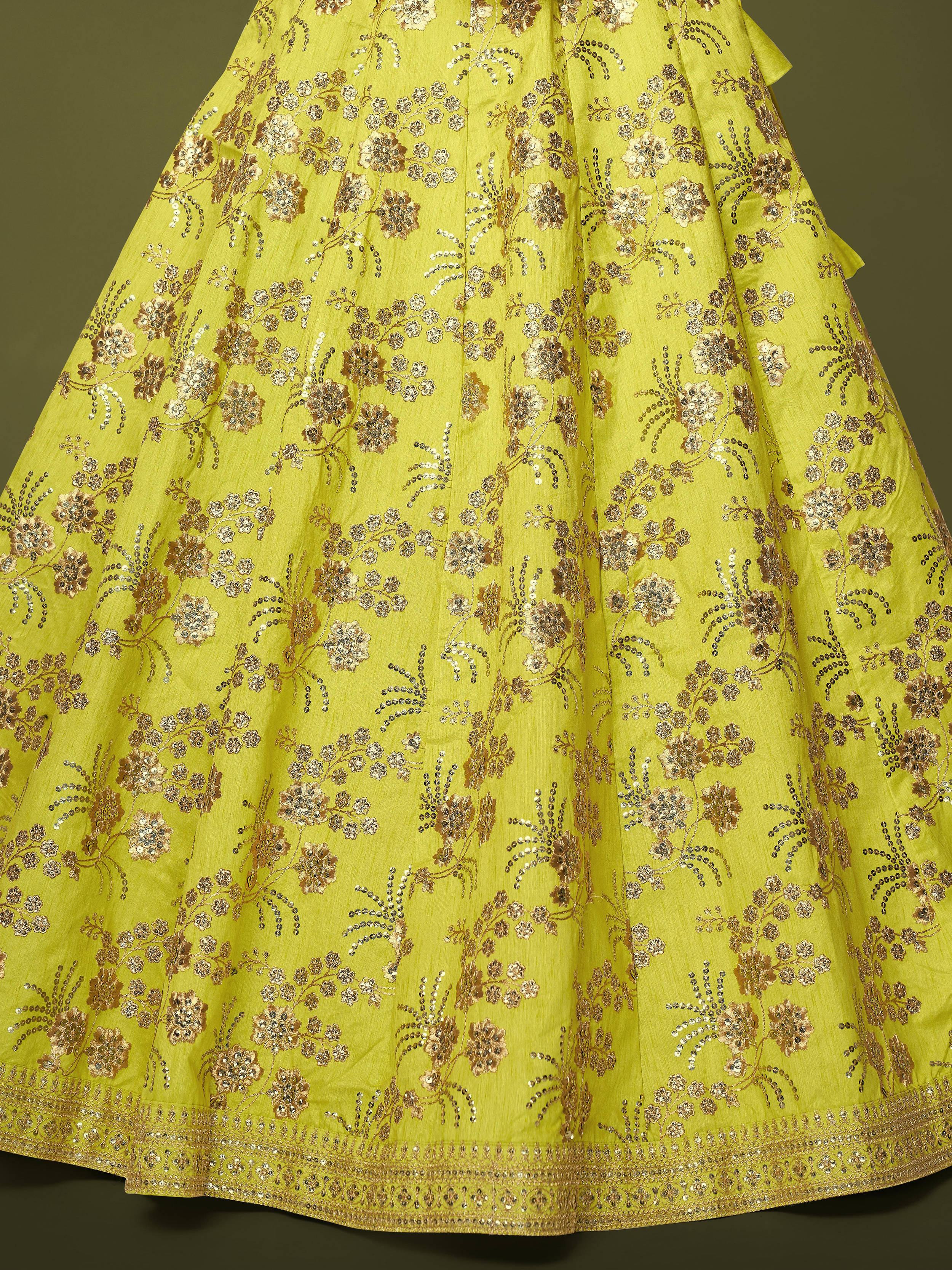 Silk lehenga choli with sequins embroidery and thread work for wedding and reception occasions