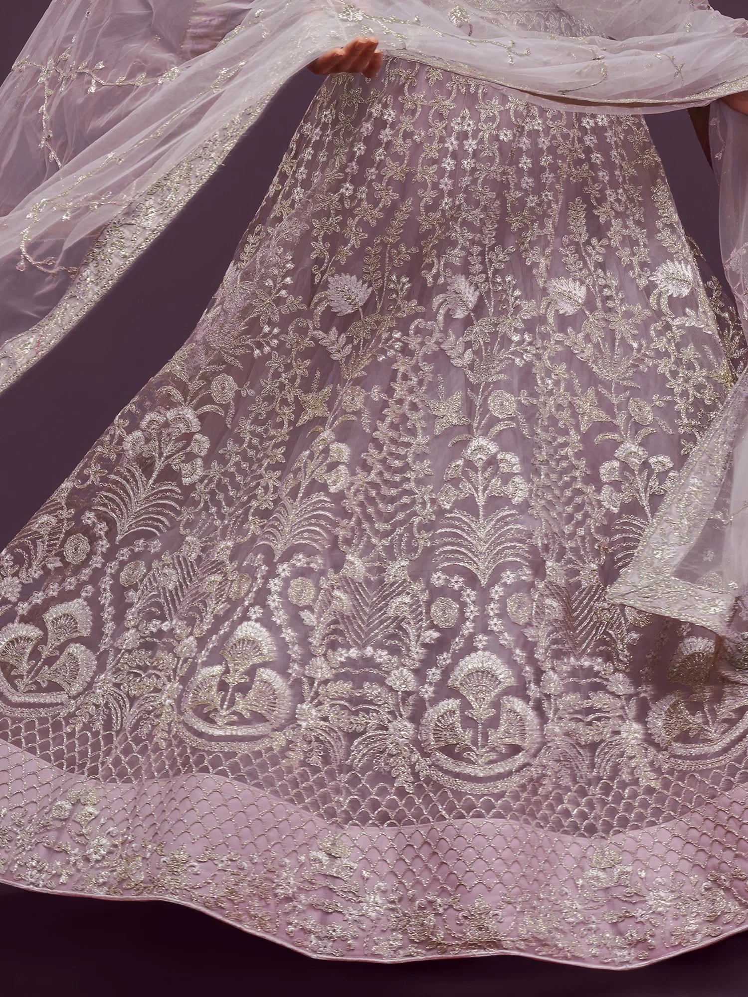 Lilac Dori Work Soft Net Occasion Lehenga Choli for Ladies