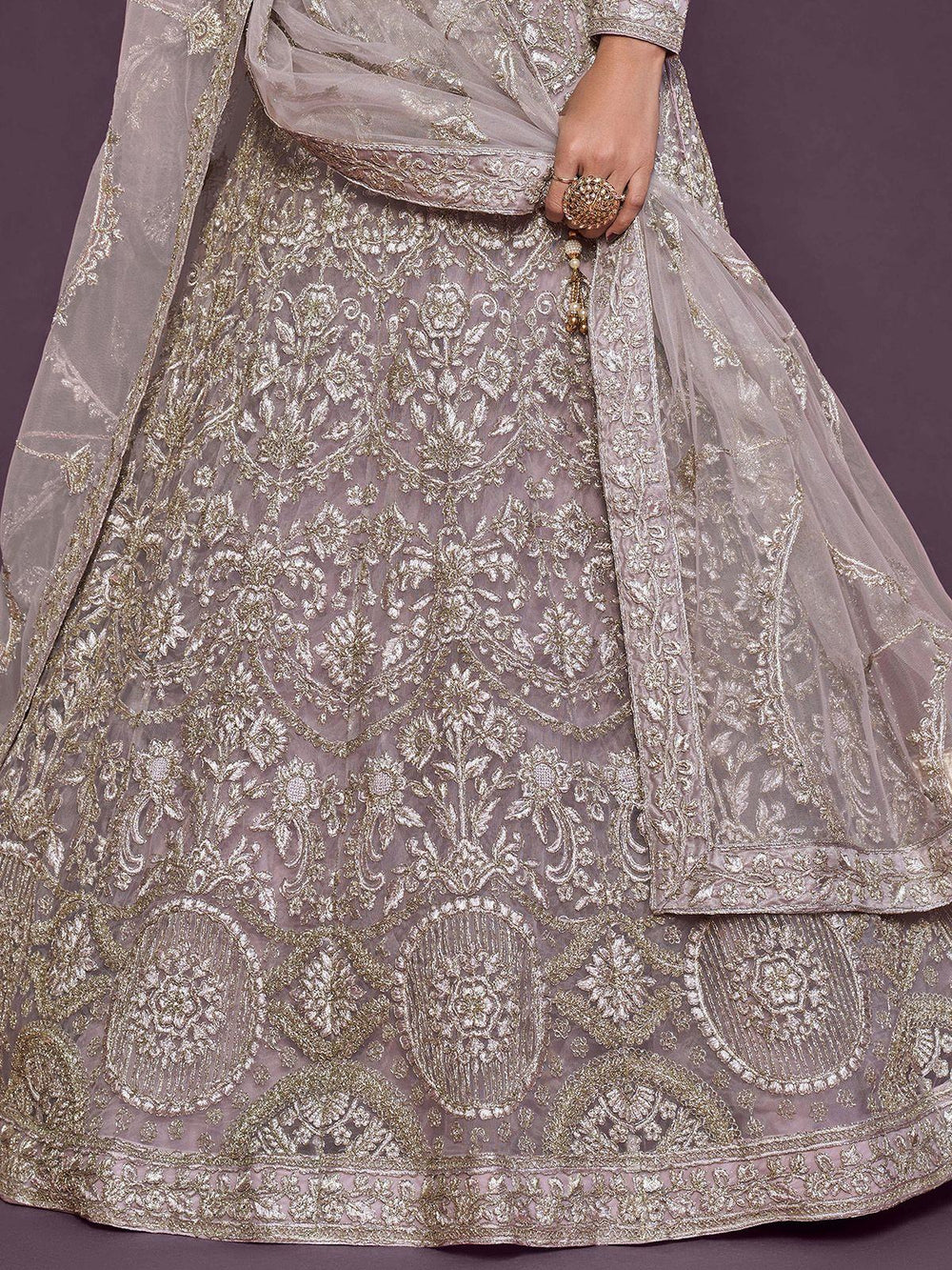 Muave Dori Work Soft Net Party Lehenga Choli Indian Ethnic Wear