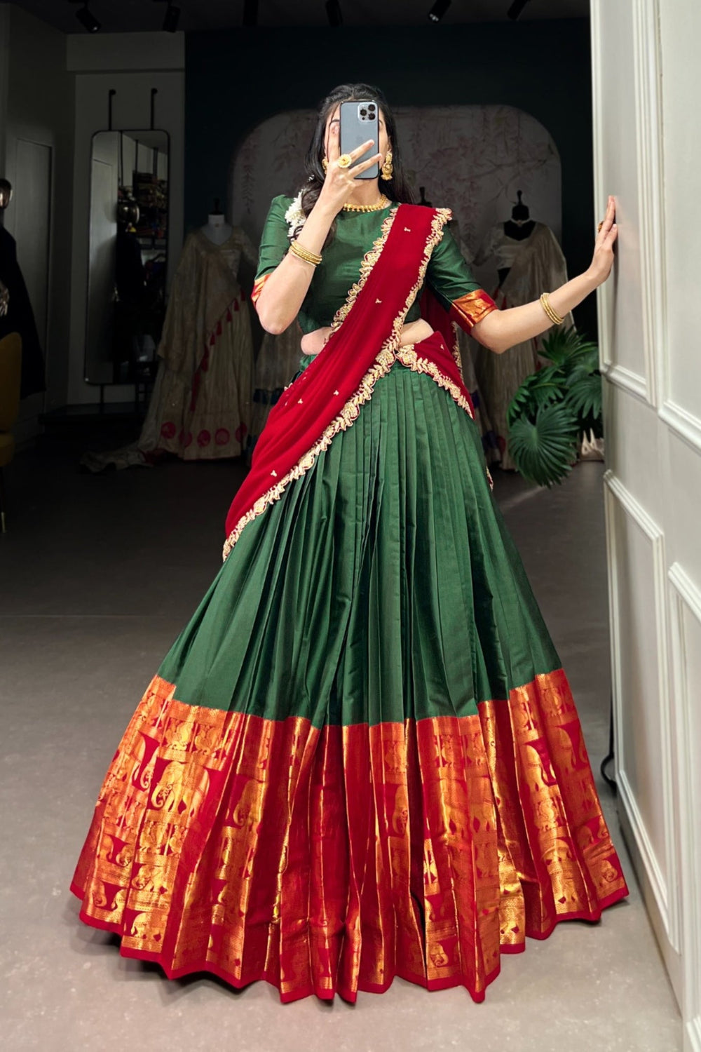 Pink Tarika Narayan Pattu South Indian Lehenga Set