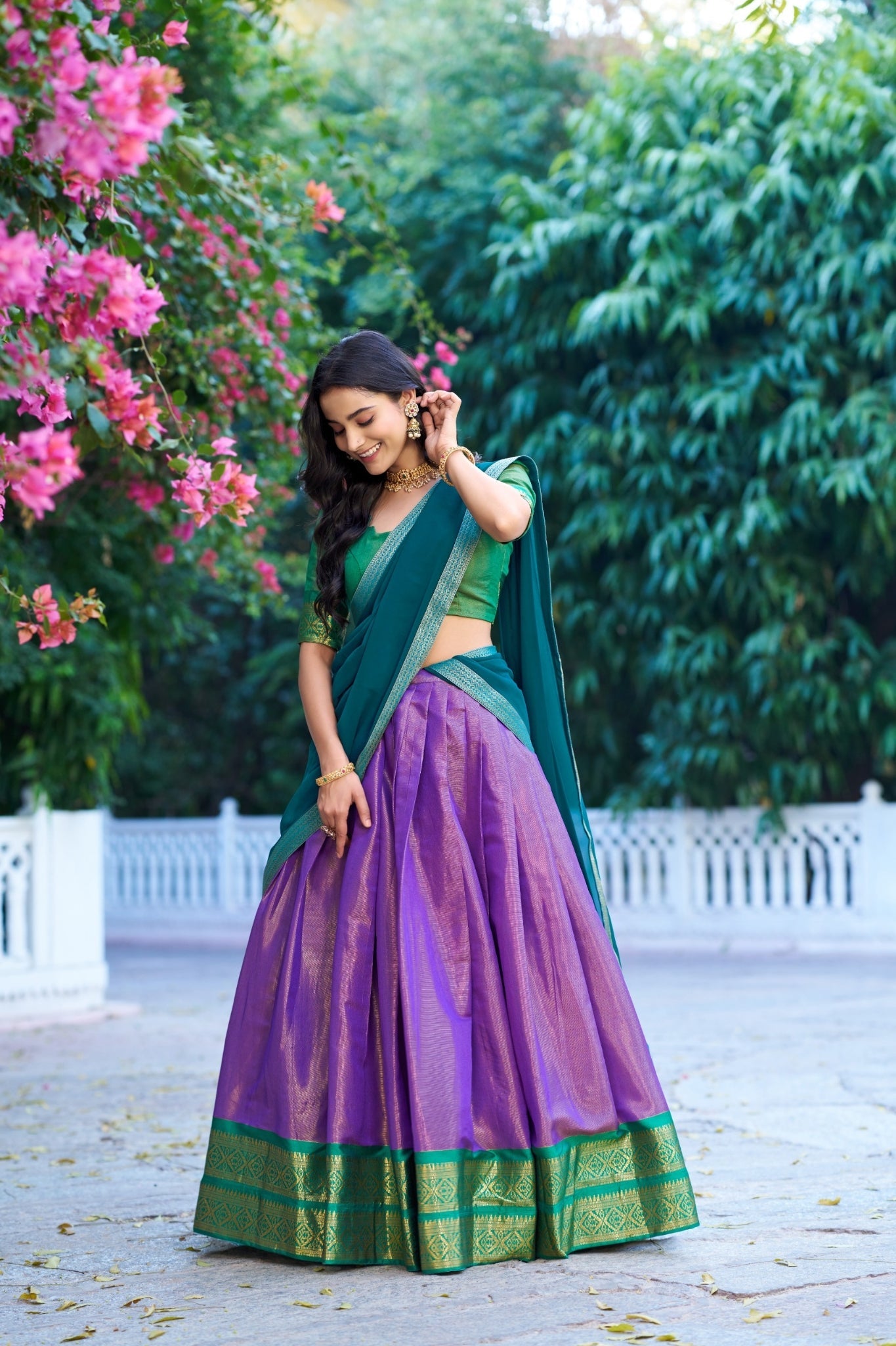 Lavender Trending Kanchipuram Silk Designer Lehenga Choli
