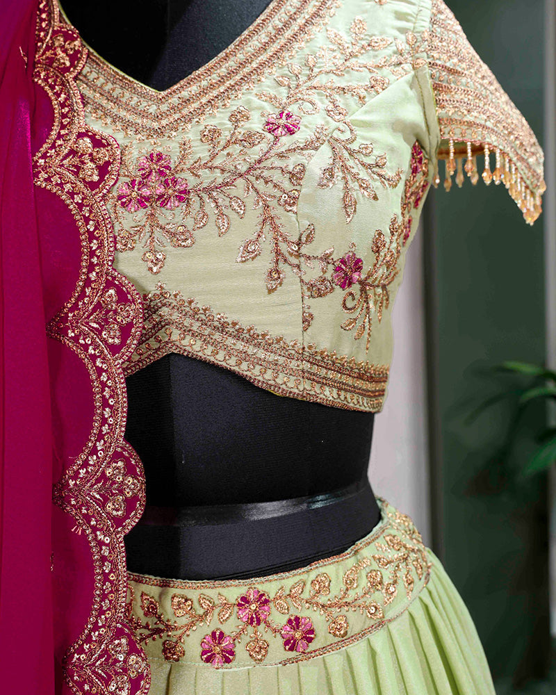 Pista Gorgeous Star Georgette Embroidered Lehenga Choli for Women