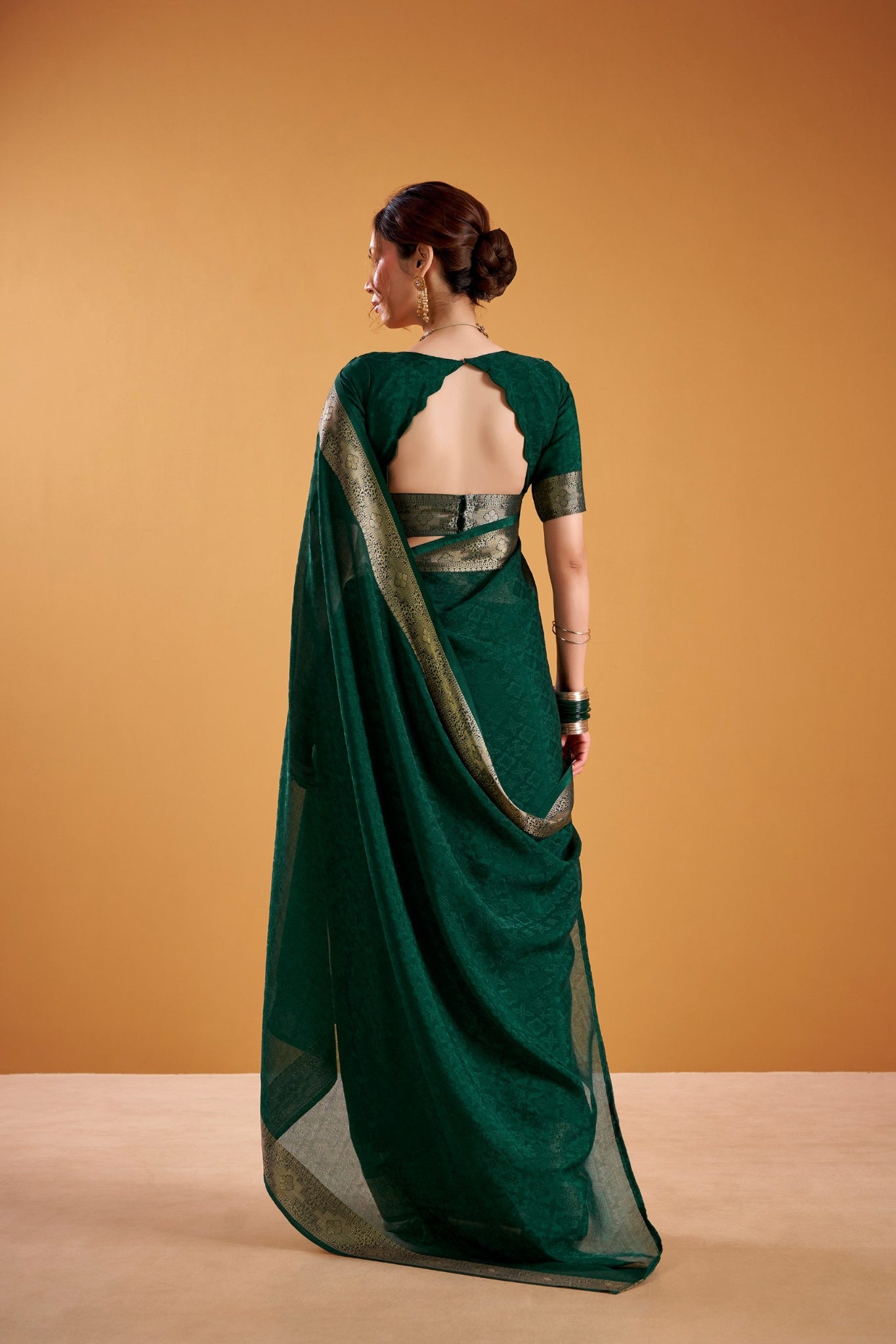 Poly Shimmer Woven Contrast Border Festive Saree for Women