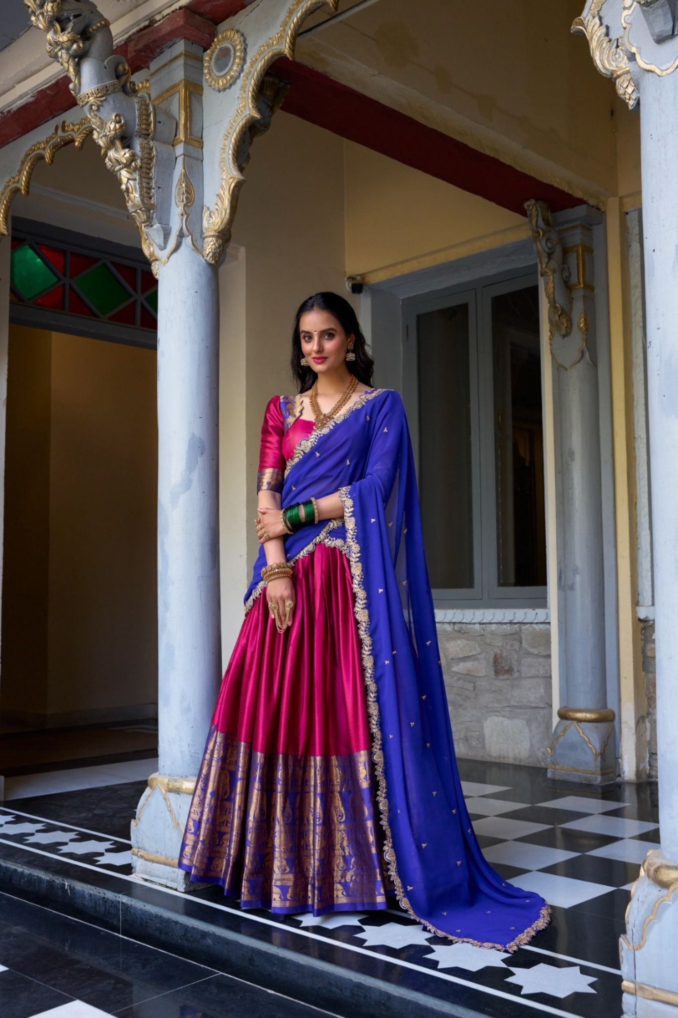 Mustard Tarika Narayan Pattu South Indian Lehenga Set