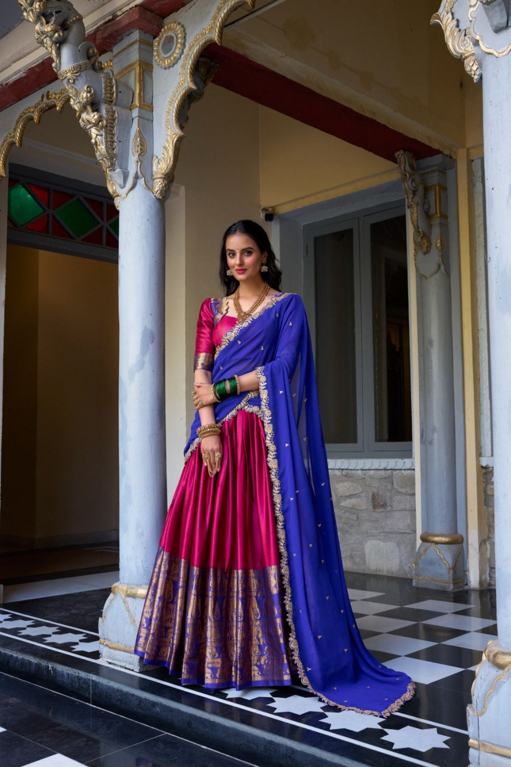 Mustard Tarika Narayan Pattu South Indian Lehenga Set