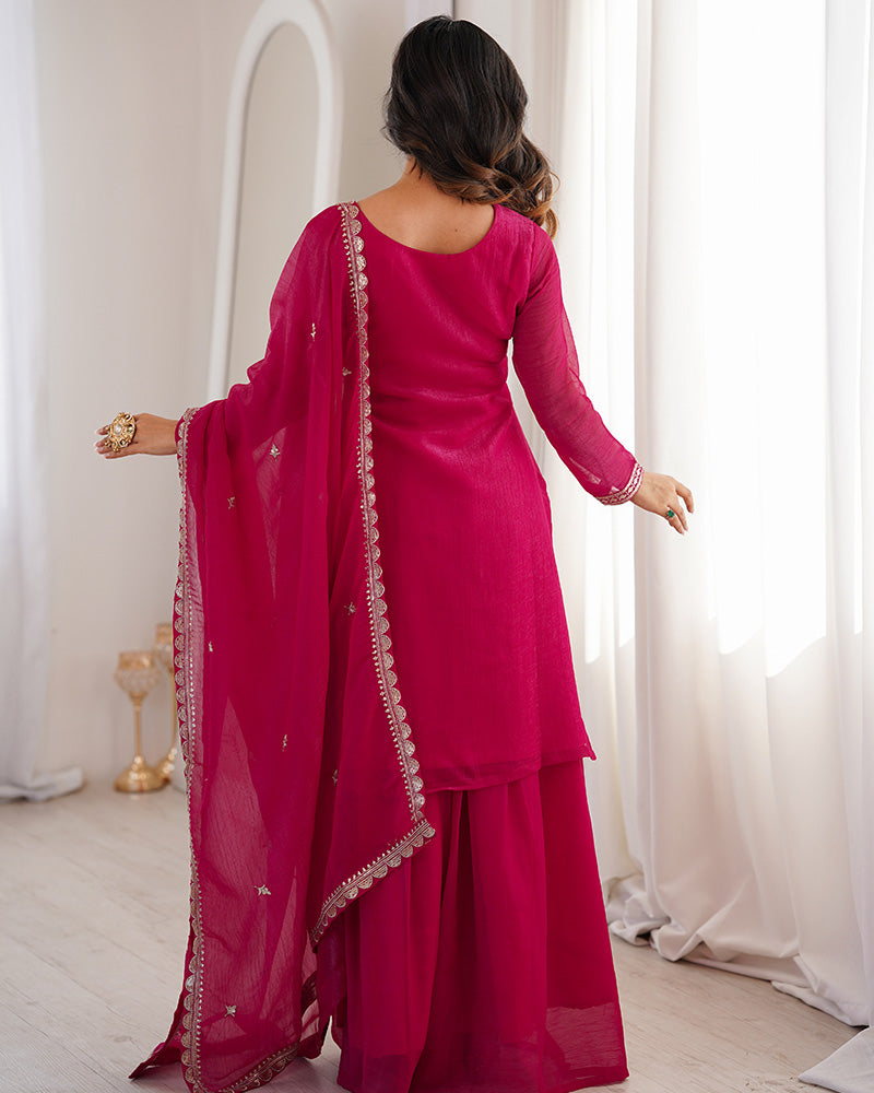 Classy Rani Crunchy Silk Embroidered Palazzo Suit for Women