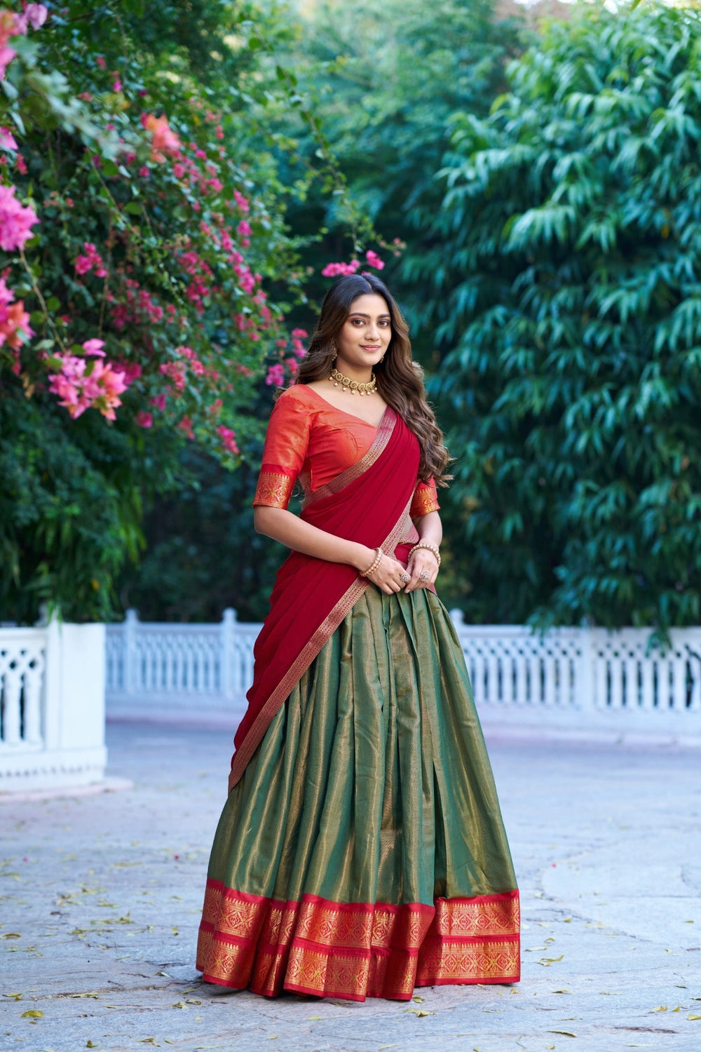 Green Trending Kanchipuram Silk Designer Lehenga Choli