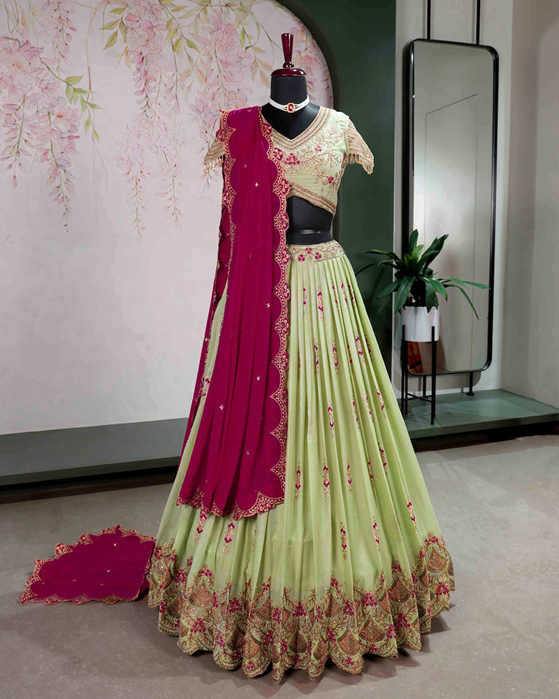 Pista Gorgeous Star Georgette Embroidered Lehenga Choli for Women