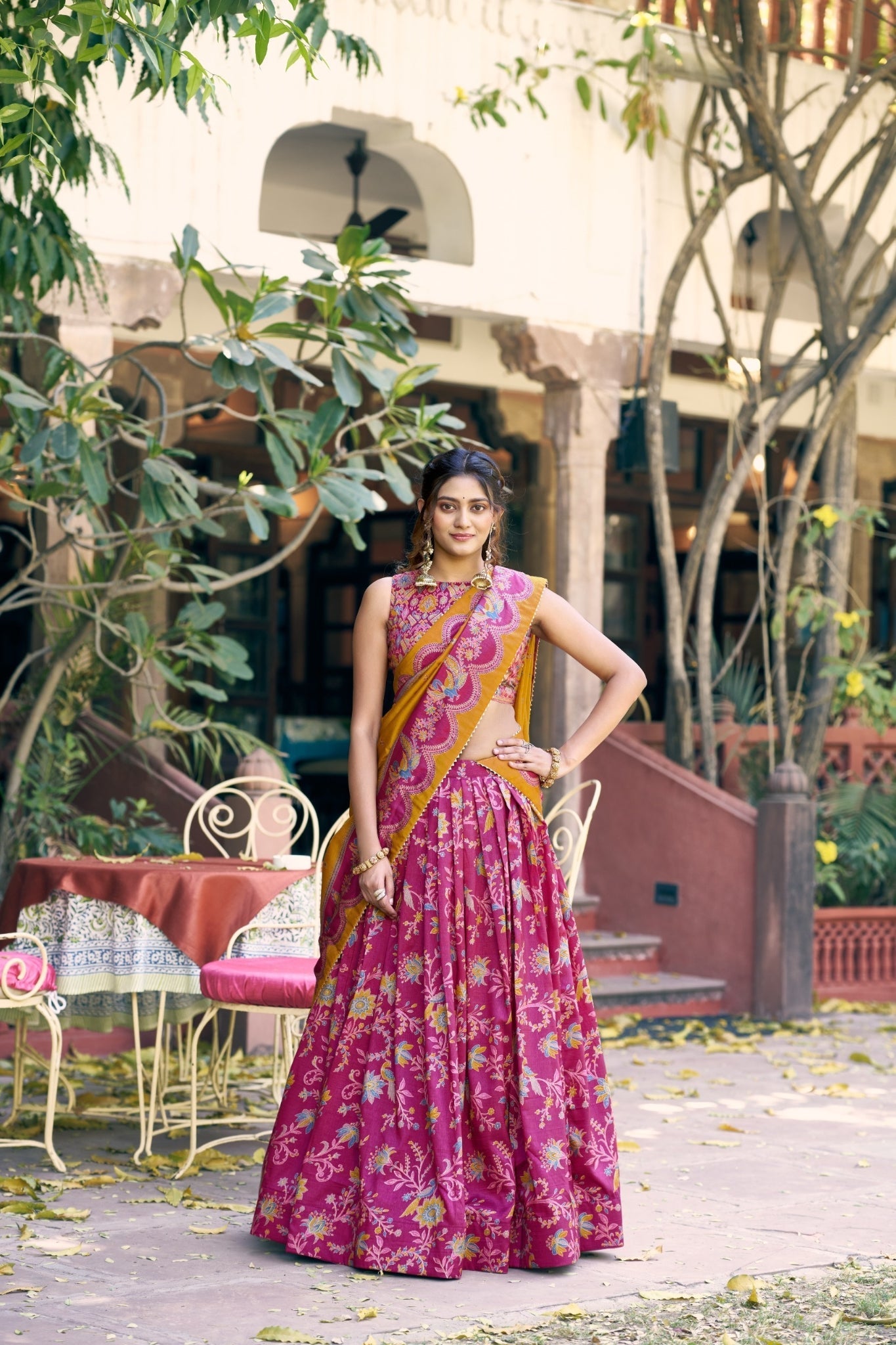 Attractive Tassar Silk Printed Lehenga Choli Set - Zimonza