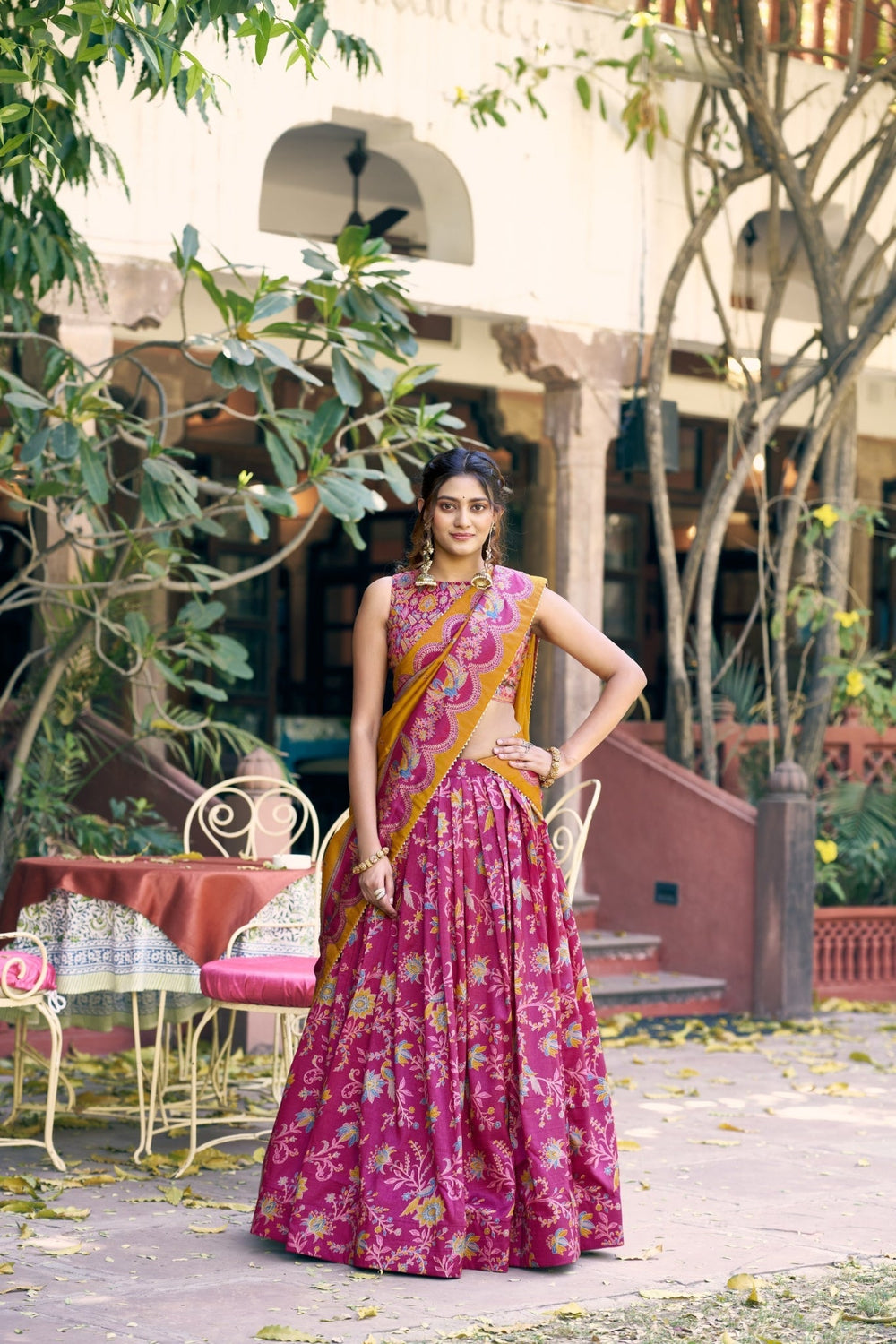 Attractive Tassar Silk Printed Lehenga Choli Set - Zimonza