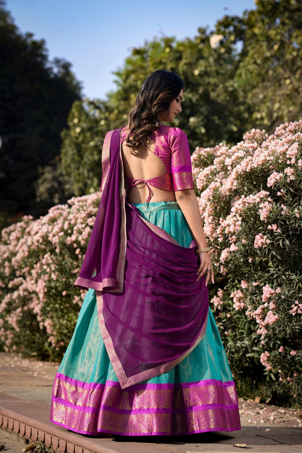 Sky Blue Trending Kanchipuram Silk Designer Lehenga Choli