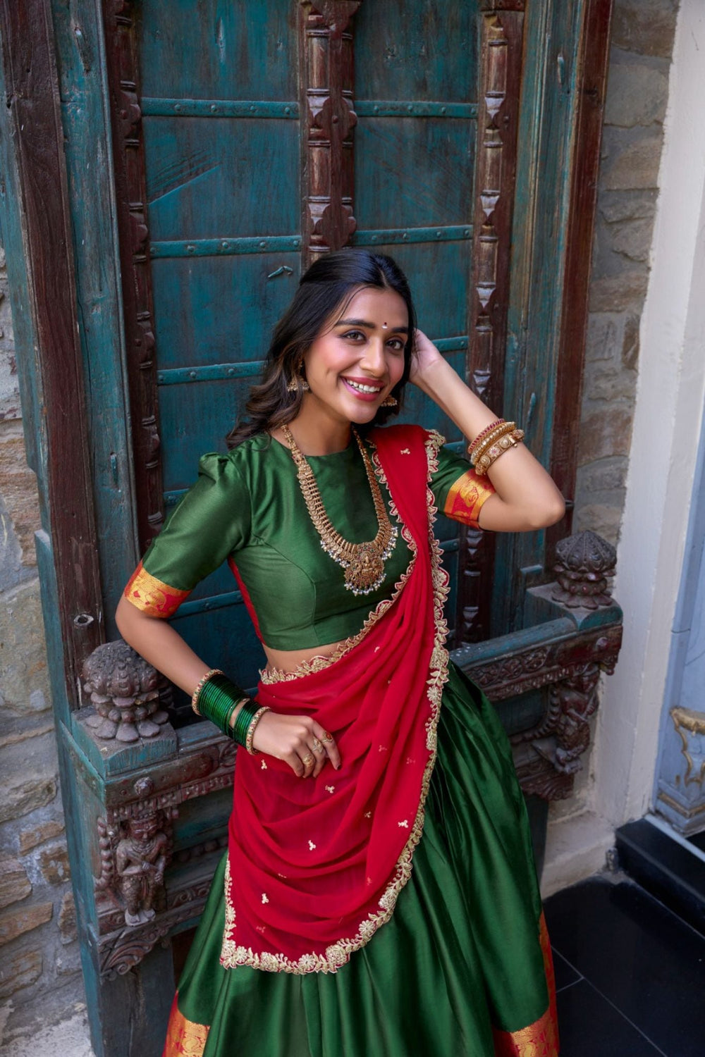 Pink Tarika Narayan Pattu South Indian Lehenga Set