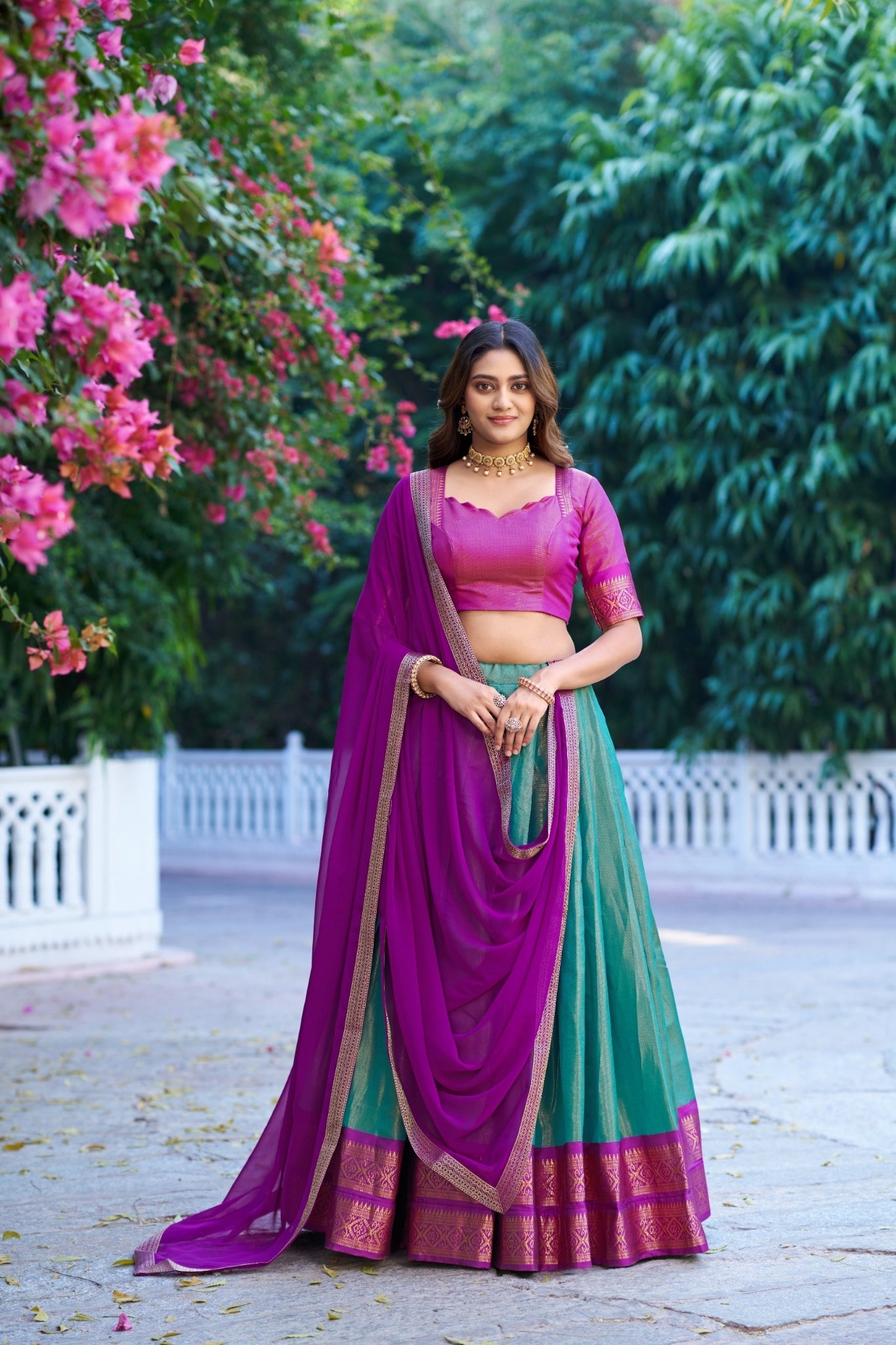 See Green Trending Kanchipuram Silk Designer Lehenga Choli