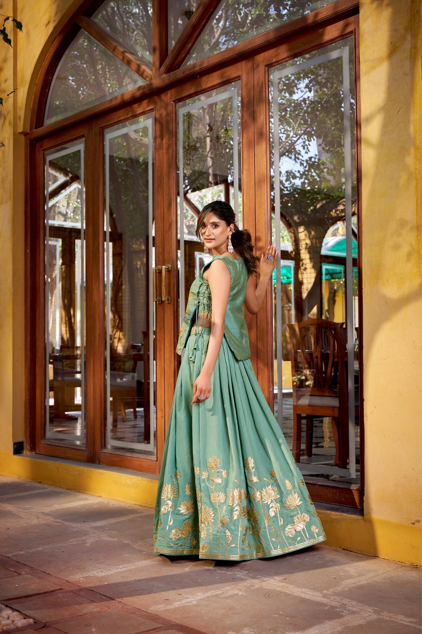 Sky Blue Pure Shimmer Embroidered Lehenga Co-Ord Set