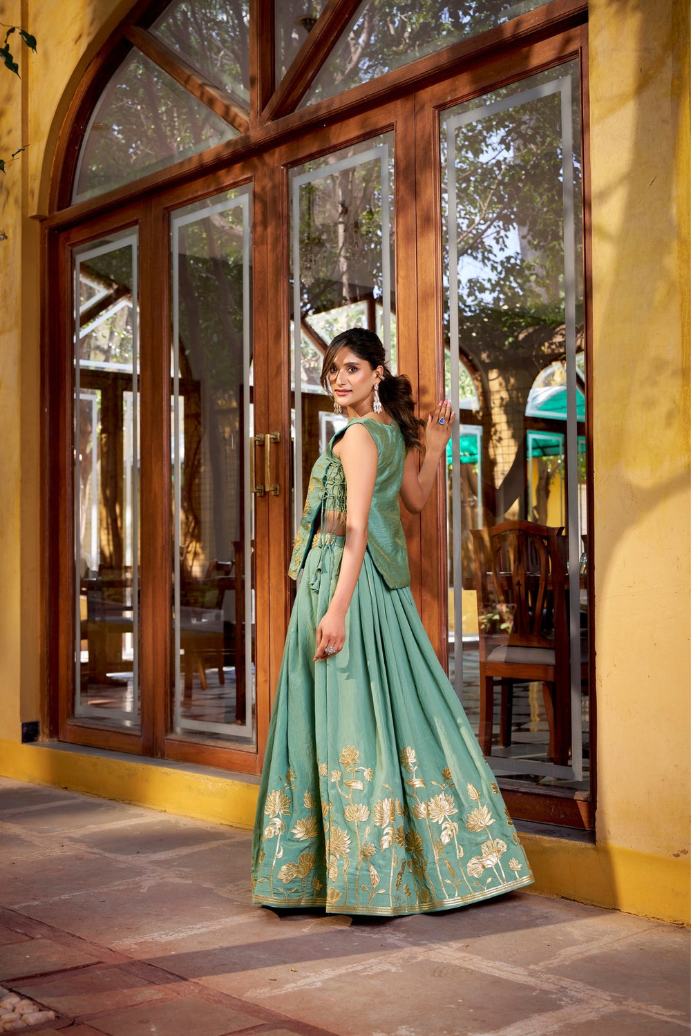 Sky Blue Pure Shimmer Embroidered Lehenga Co-Ord Set
