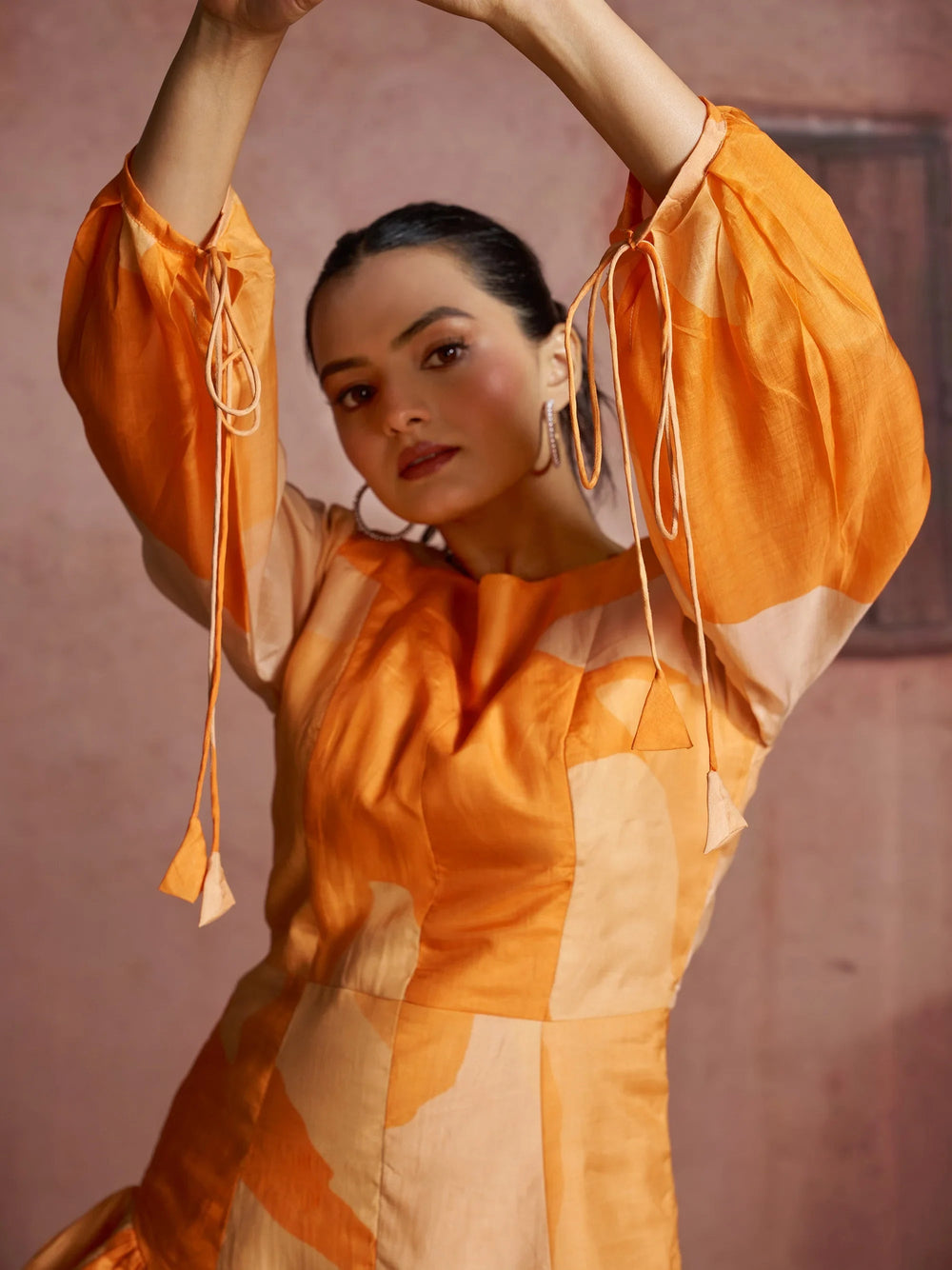 Orange Fantastic Digital Printed Muslin Silk Party Wear Co-Ord Set