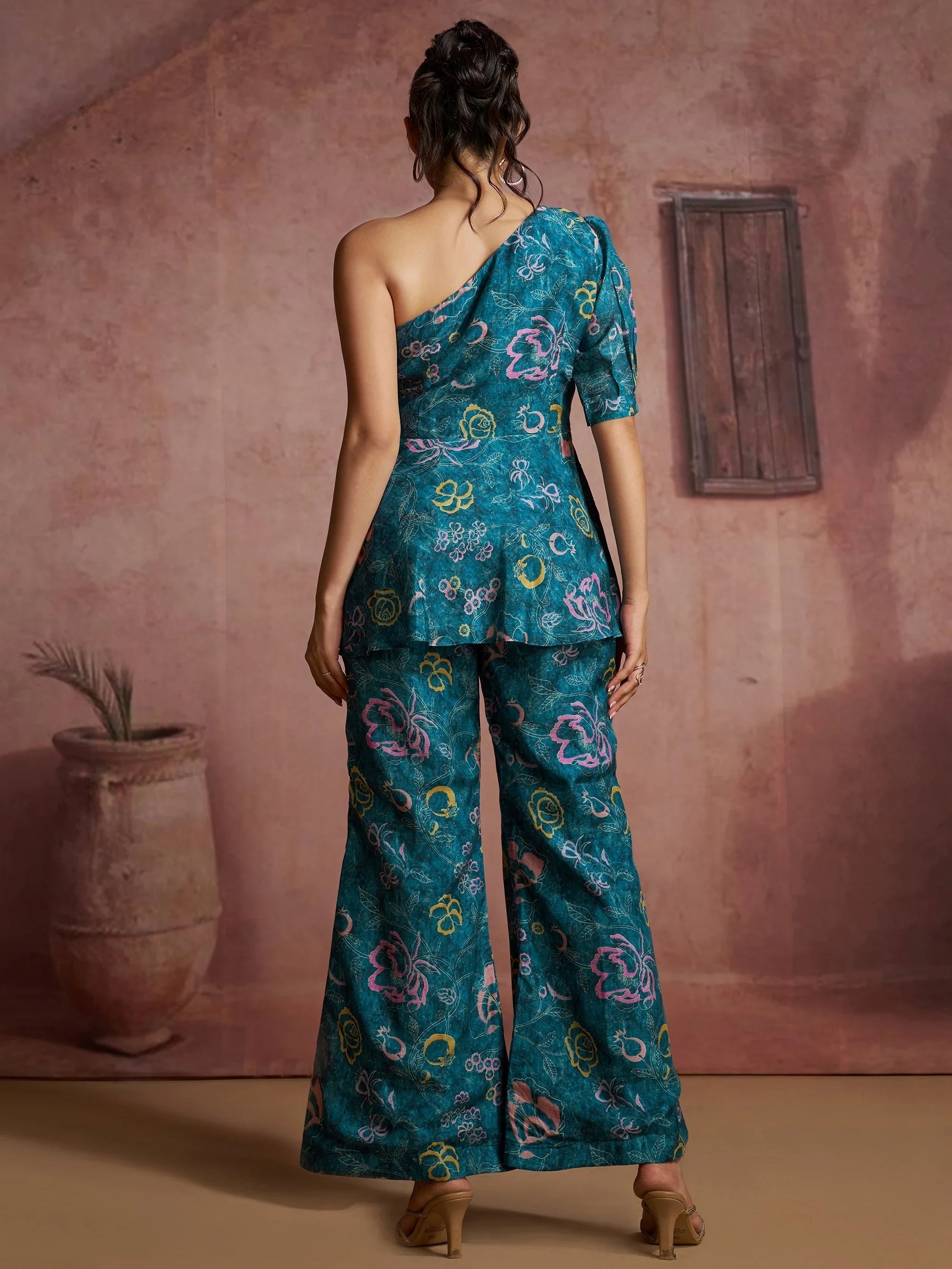 Blue Fantastic Digital Printed Muslin Silk Party Wear Co-Ord Set