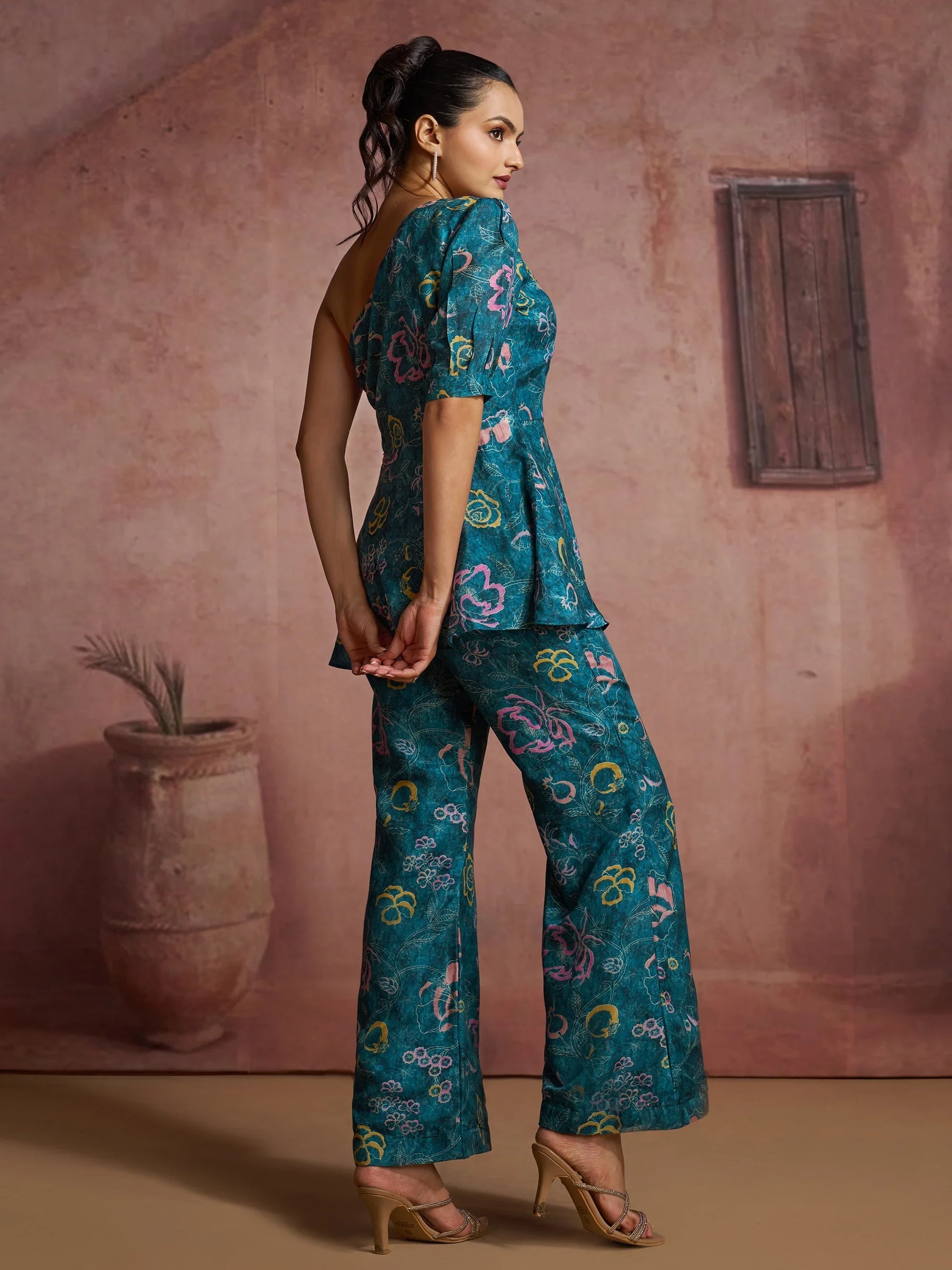 Blue Fantastic Digital Printed Muslin Silk Party Wear Co-Ord Set