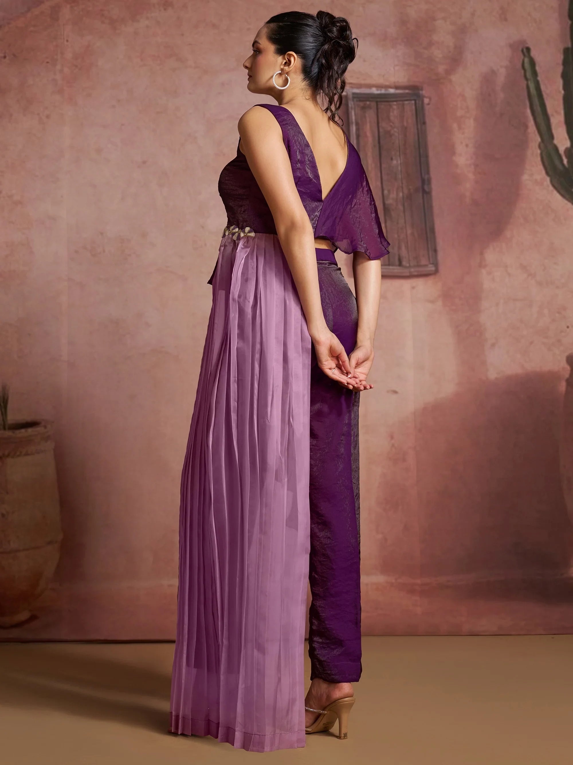 Wine Fantastic Digital Printed Muslin Silk Party Wear Co-Ord Set