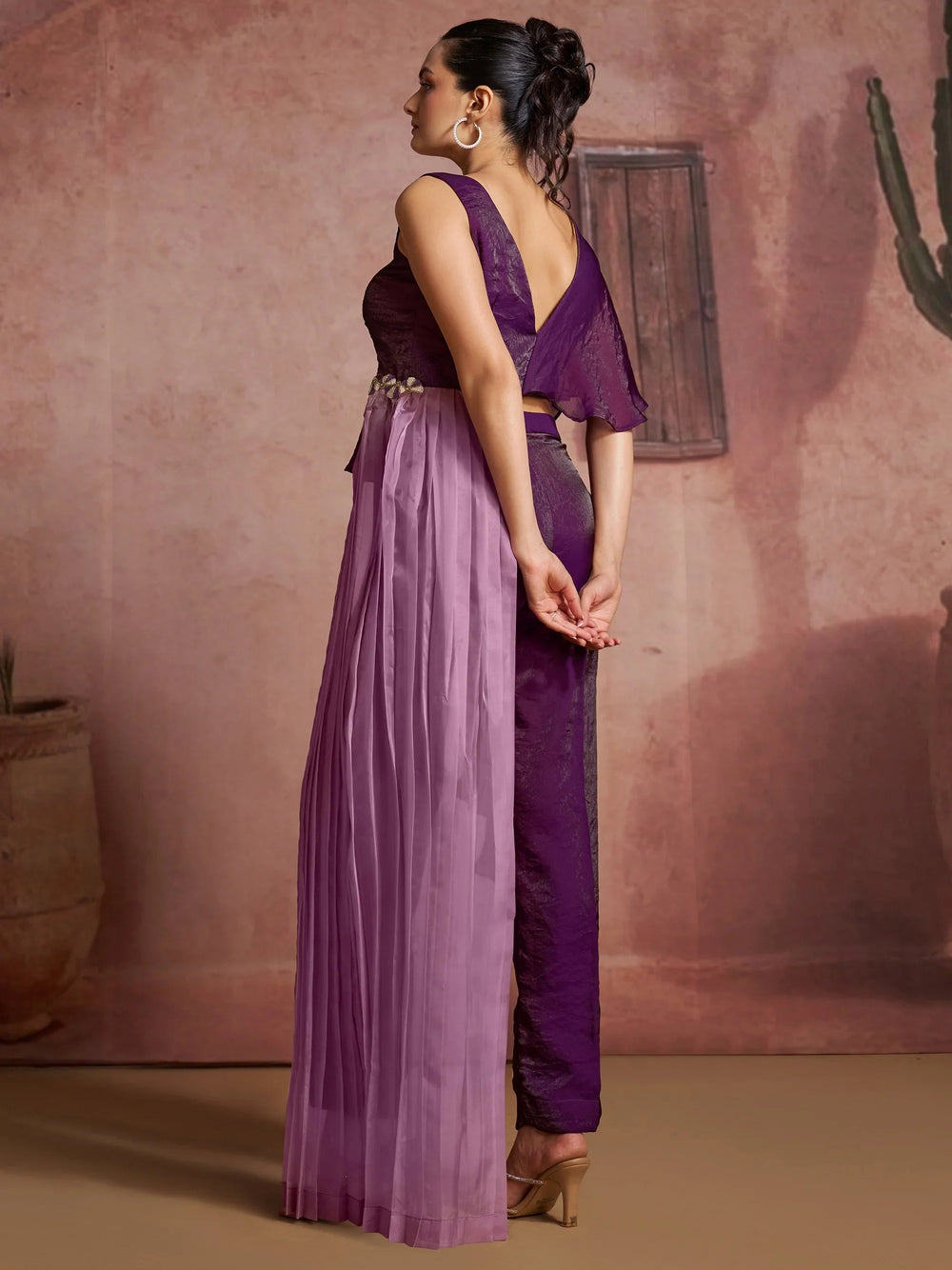 Wine Fantastic Digital Printed Muslin Silk Party Wear Co-Ord Set
