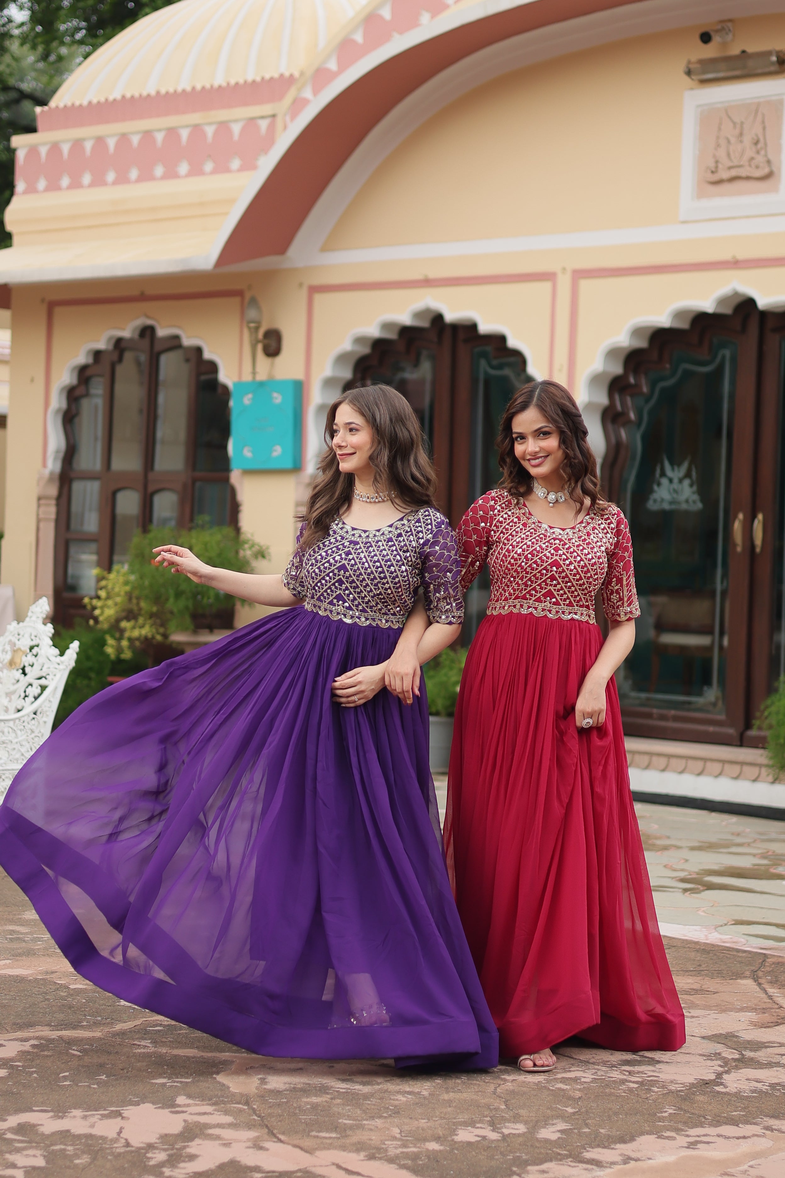 Georgette Embroidered Wedding Wear Gown for Women
