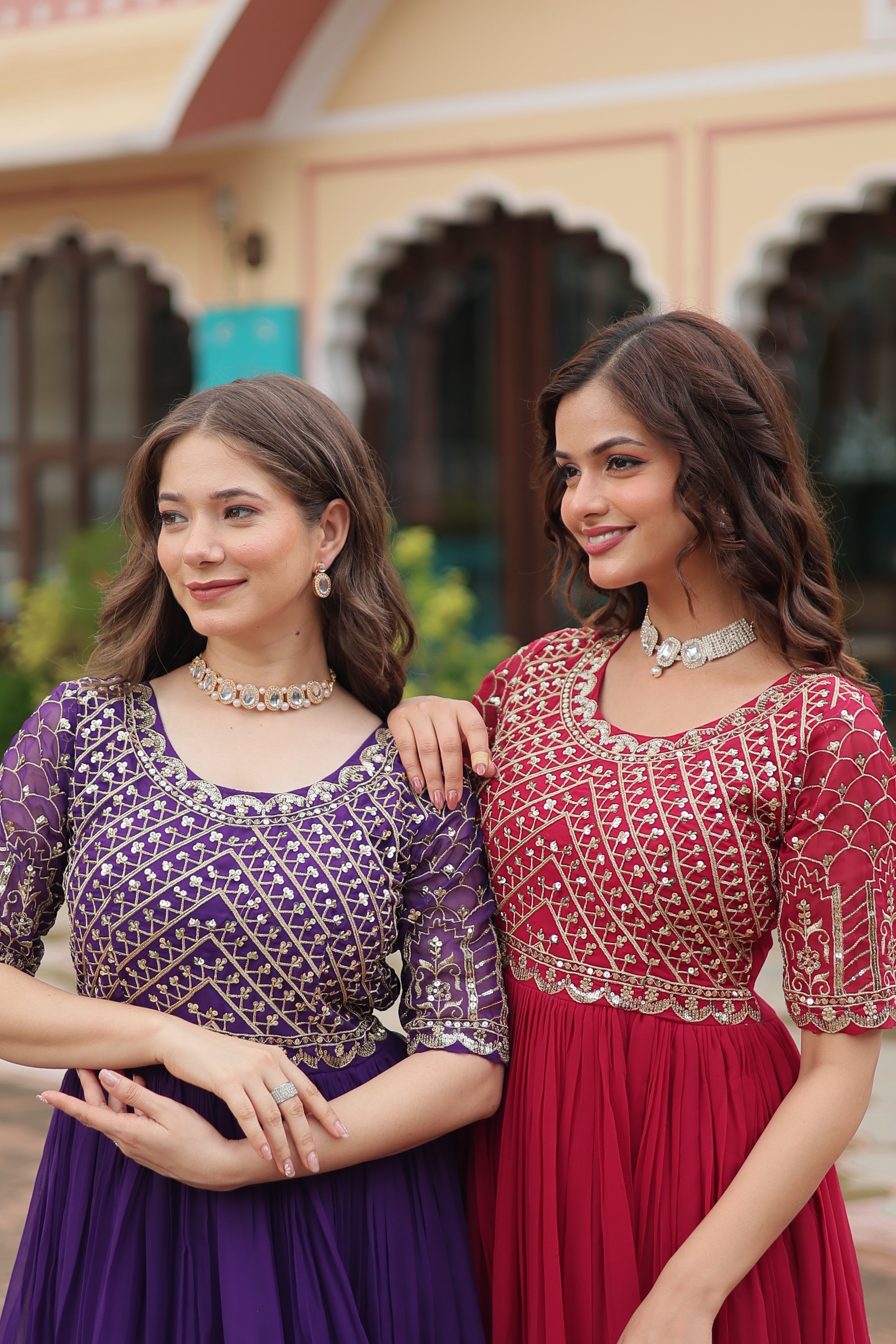 Georgette Embroidered Wedding Wear Gown for Women
