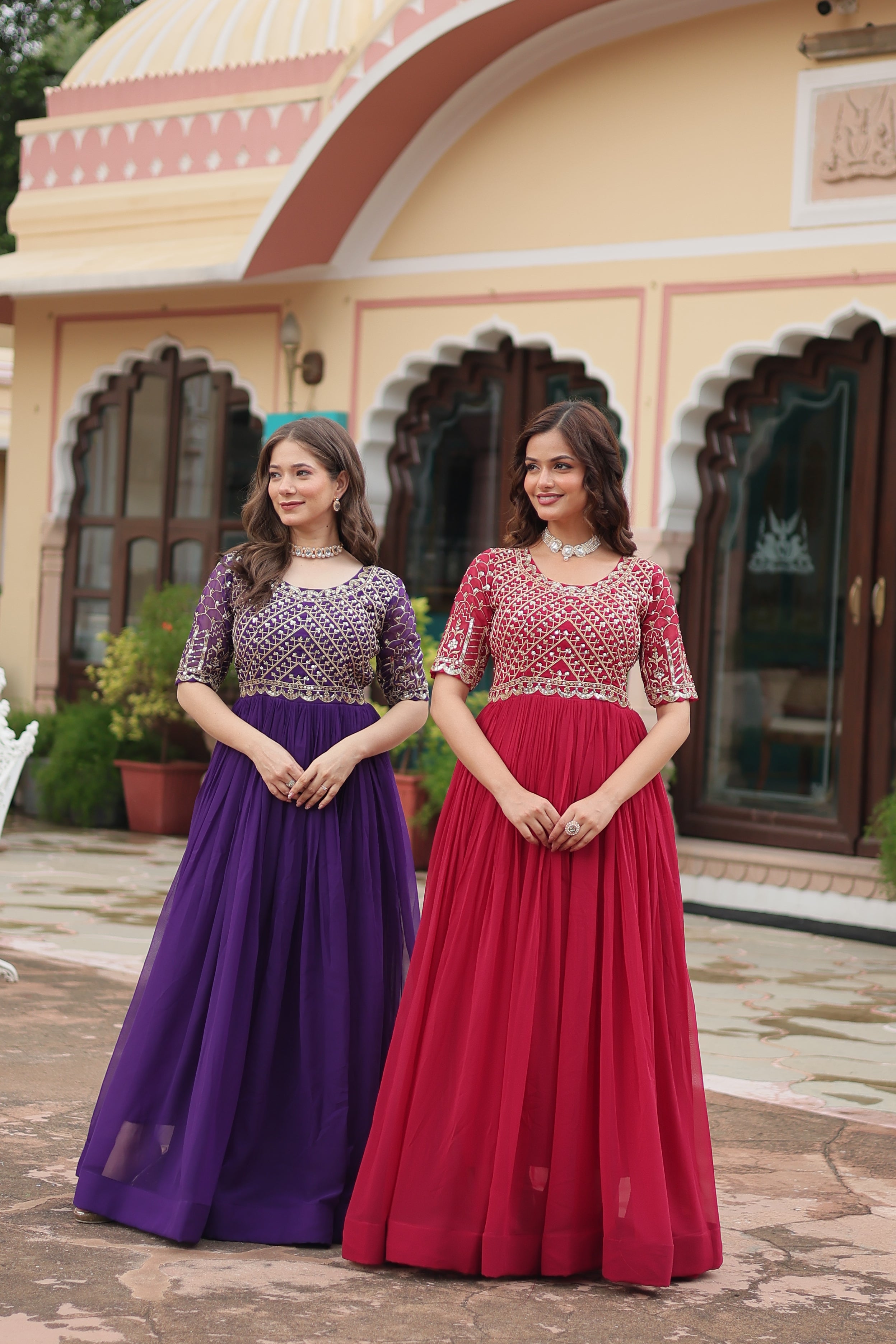 Georgette Embroidered Wedding Wear Gown for Women