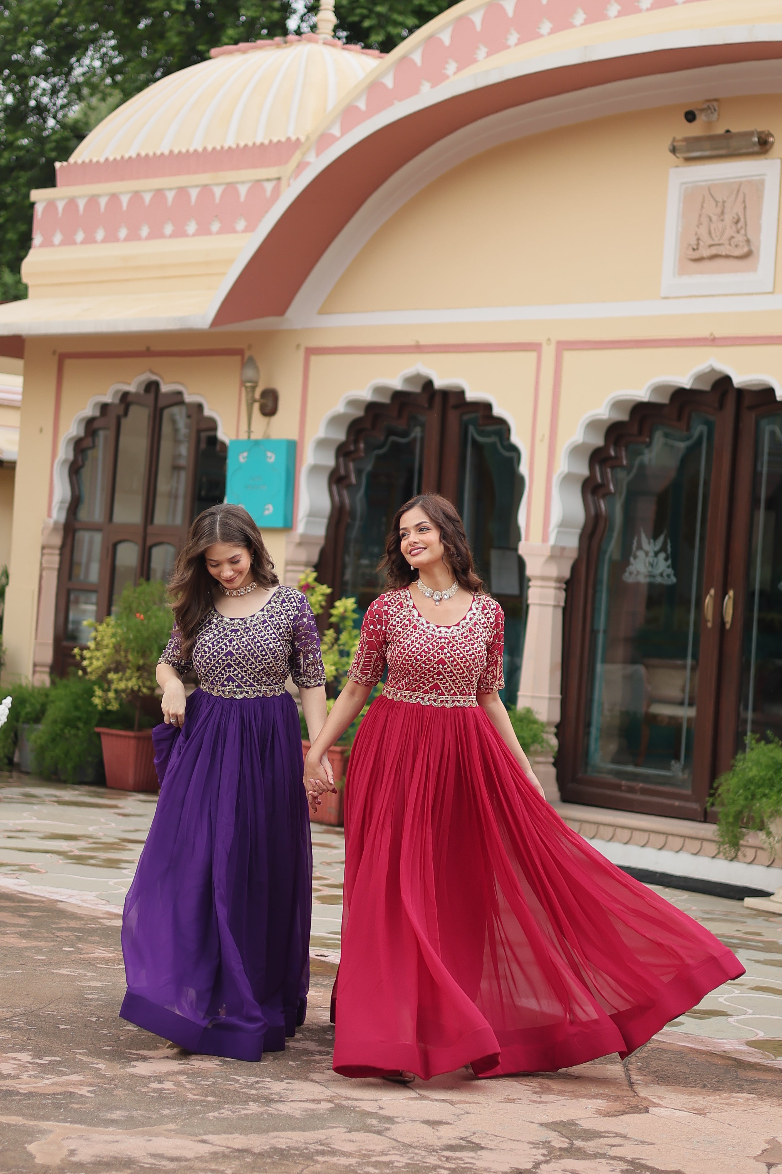 Georgette Embroidered Wedding Wear Gown for Women
