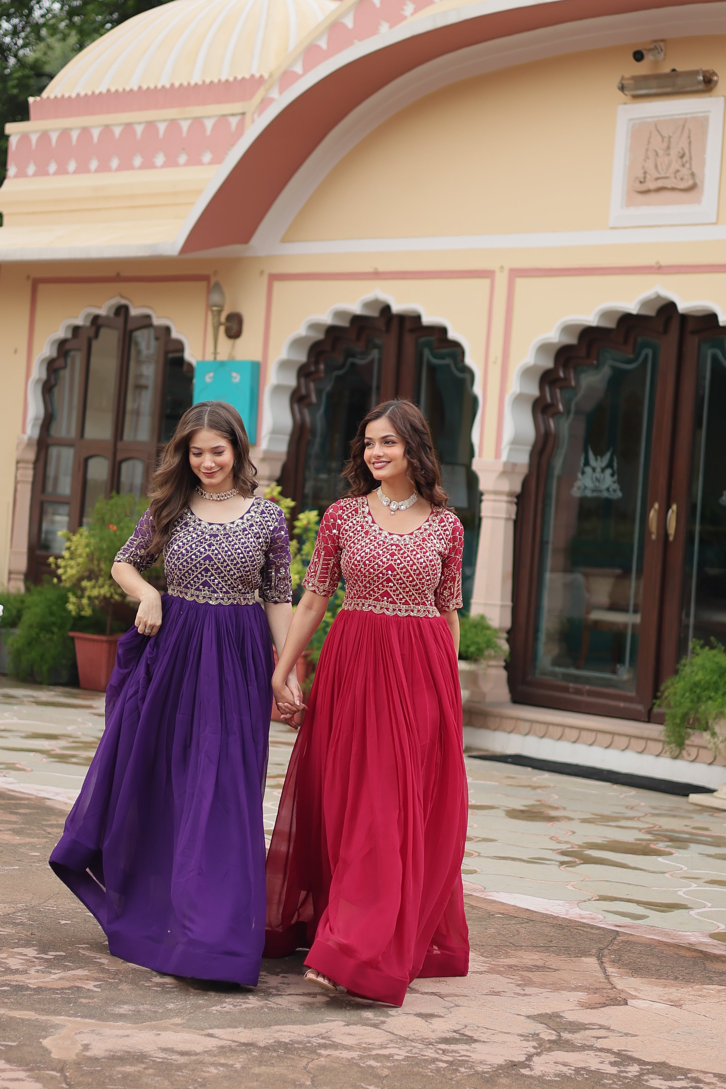 Georgette Embroidered Wedding Wear Gown for Women