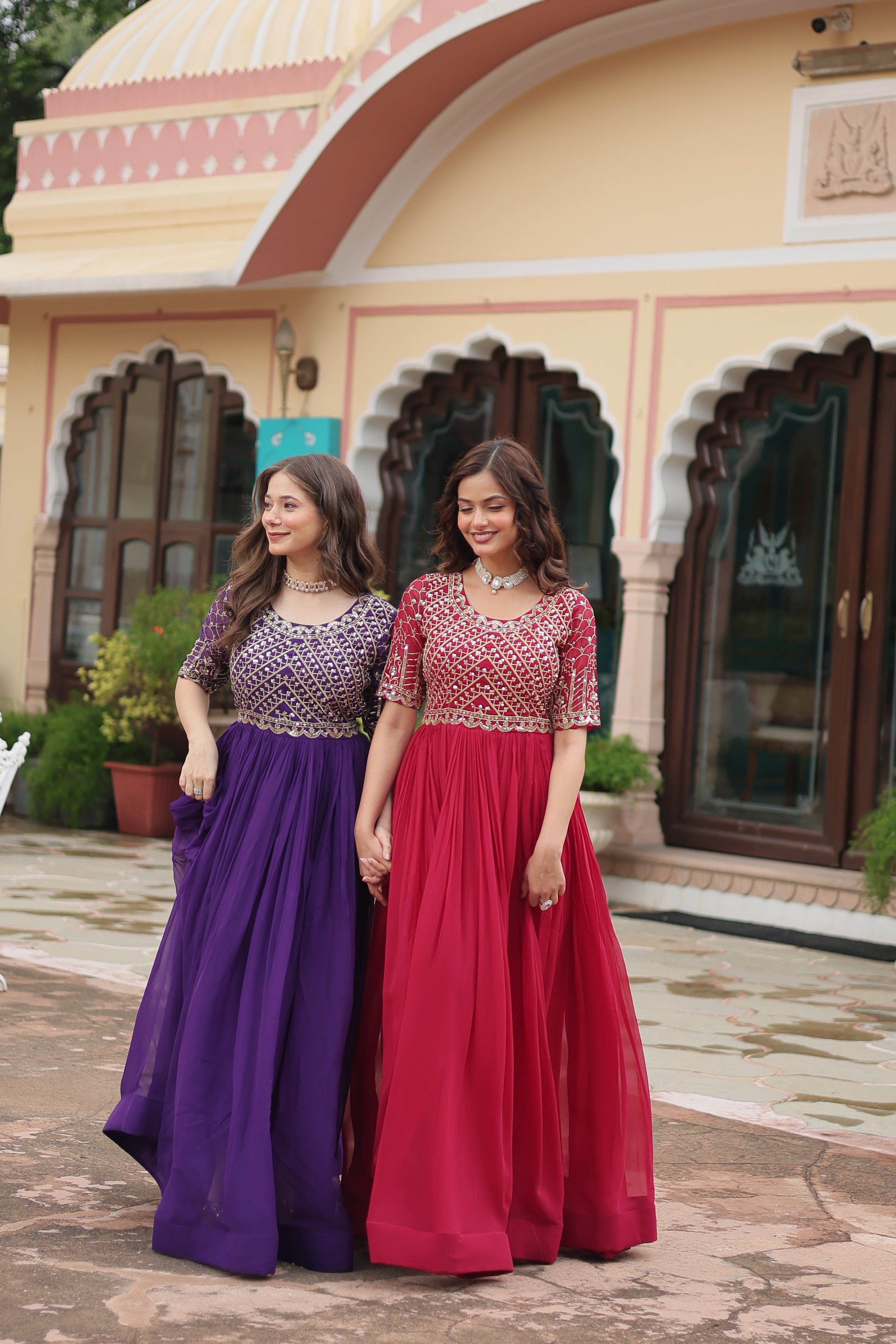Georgette Embroidered Wedding Wear Gown for Women