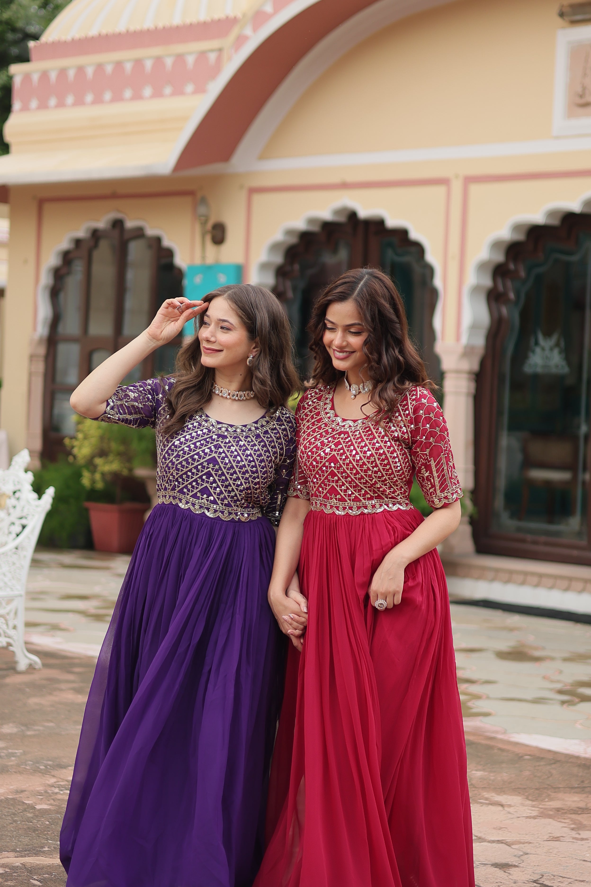 Georgette Embroidered Wedding Wear Gown for Women
