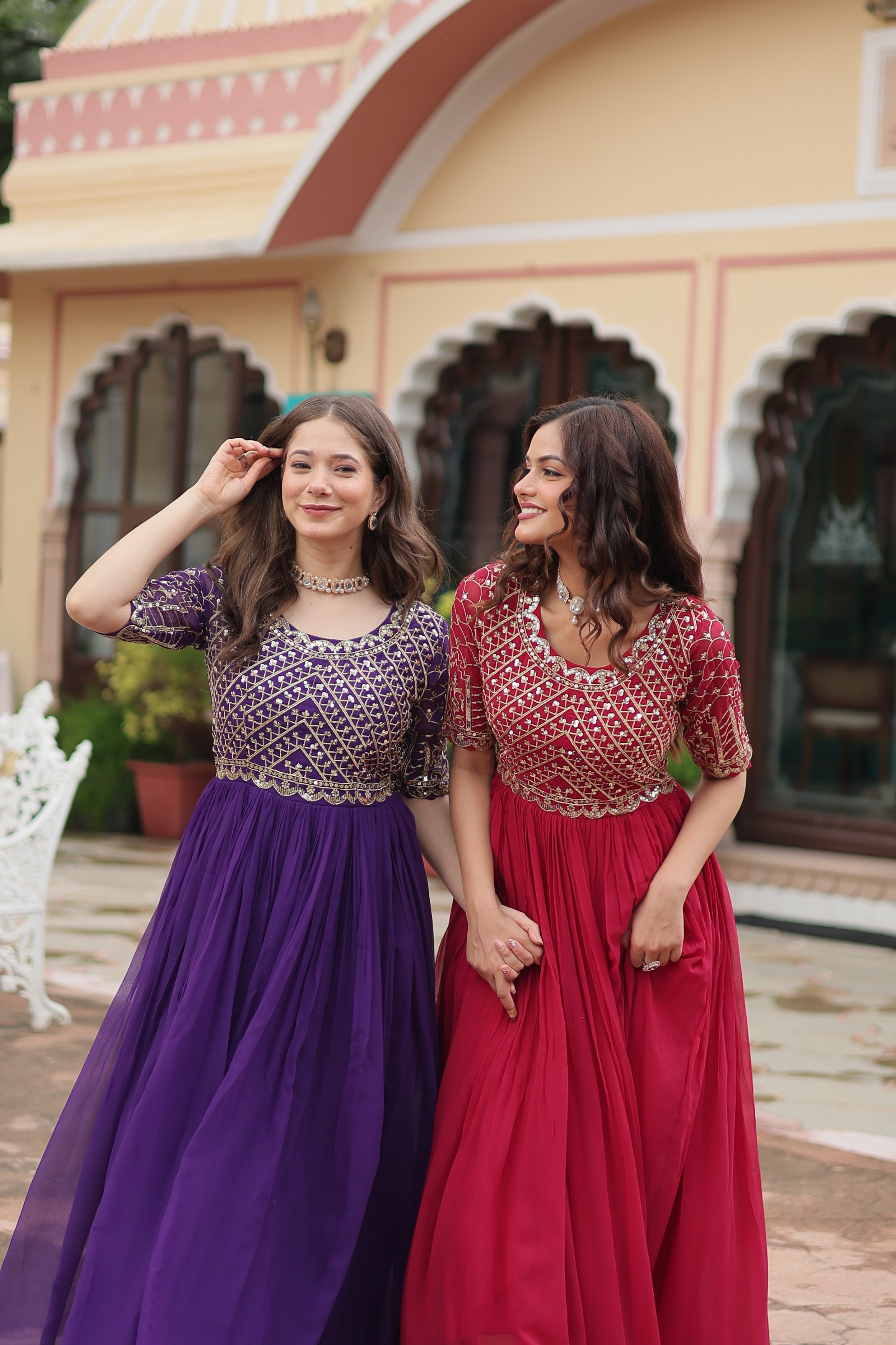 Georgette Embroidered Wedding Wear Gown for Women