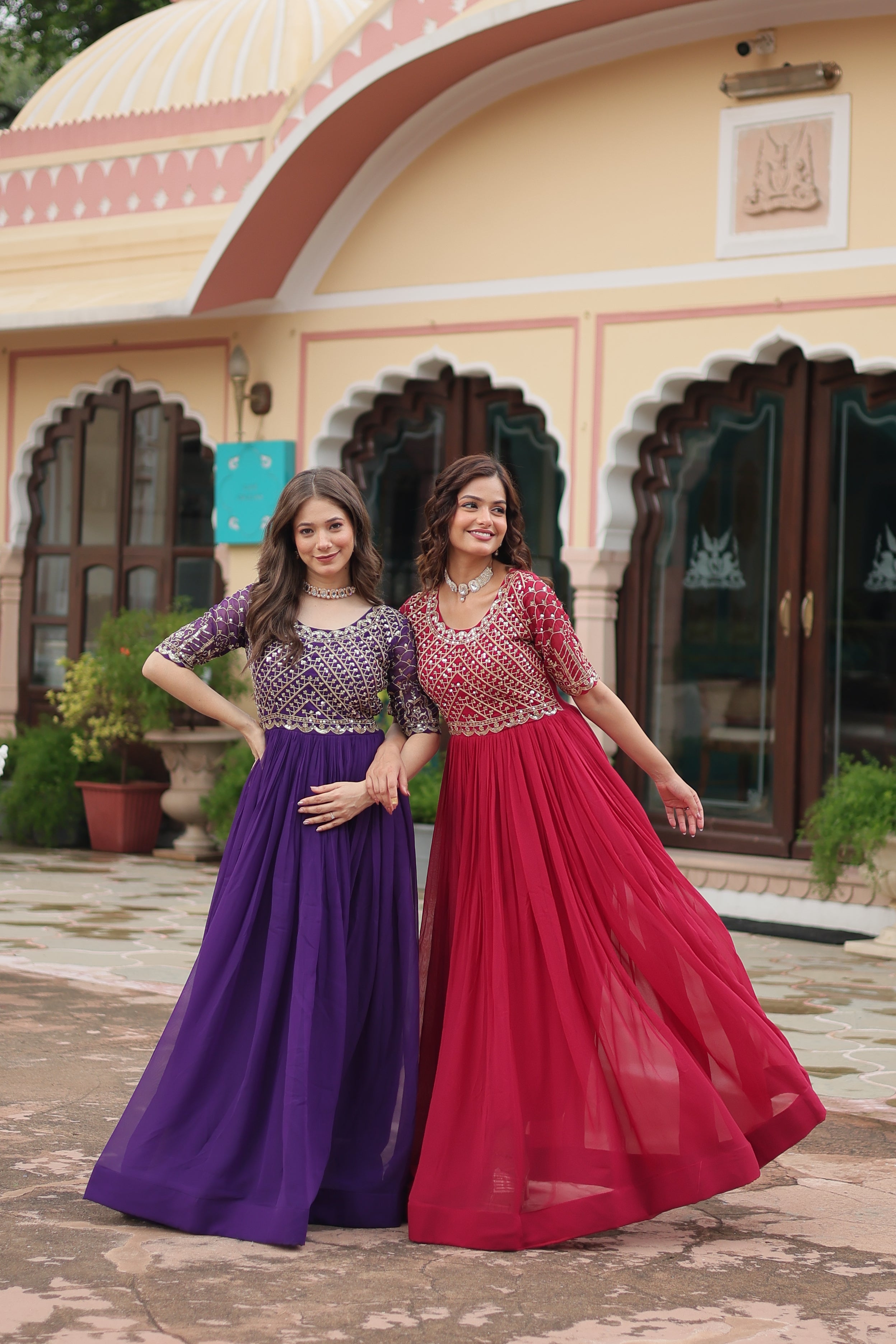 Georgette Embroidered Wedding Wear Gown for Women