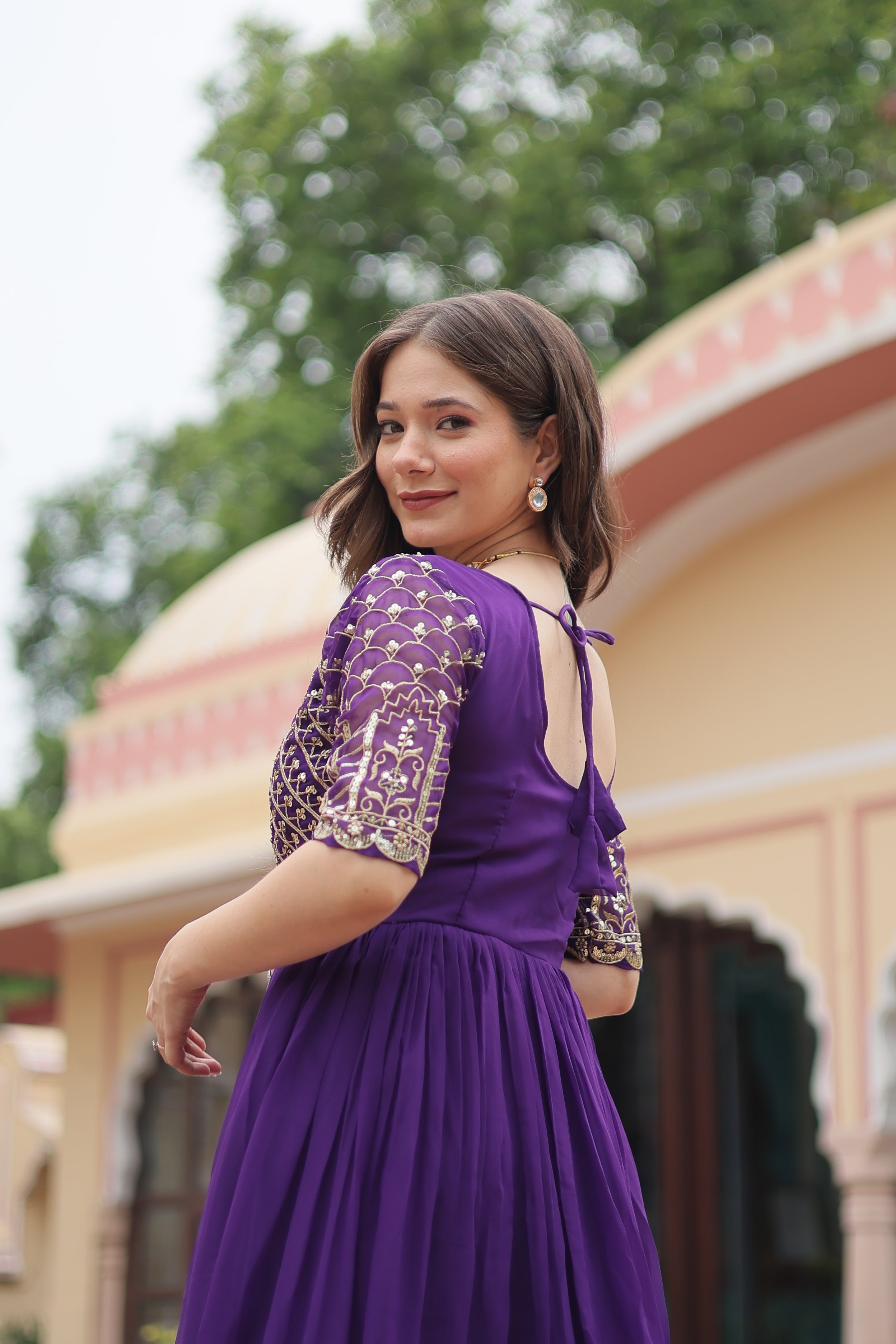 Georgette Embroidered Wedding Wear Gown for Women