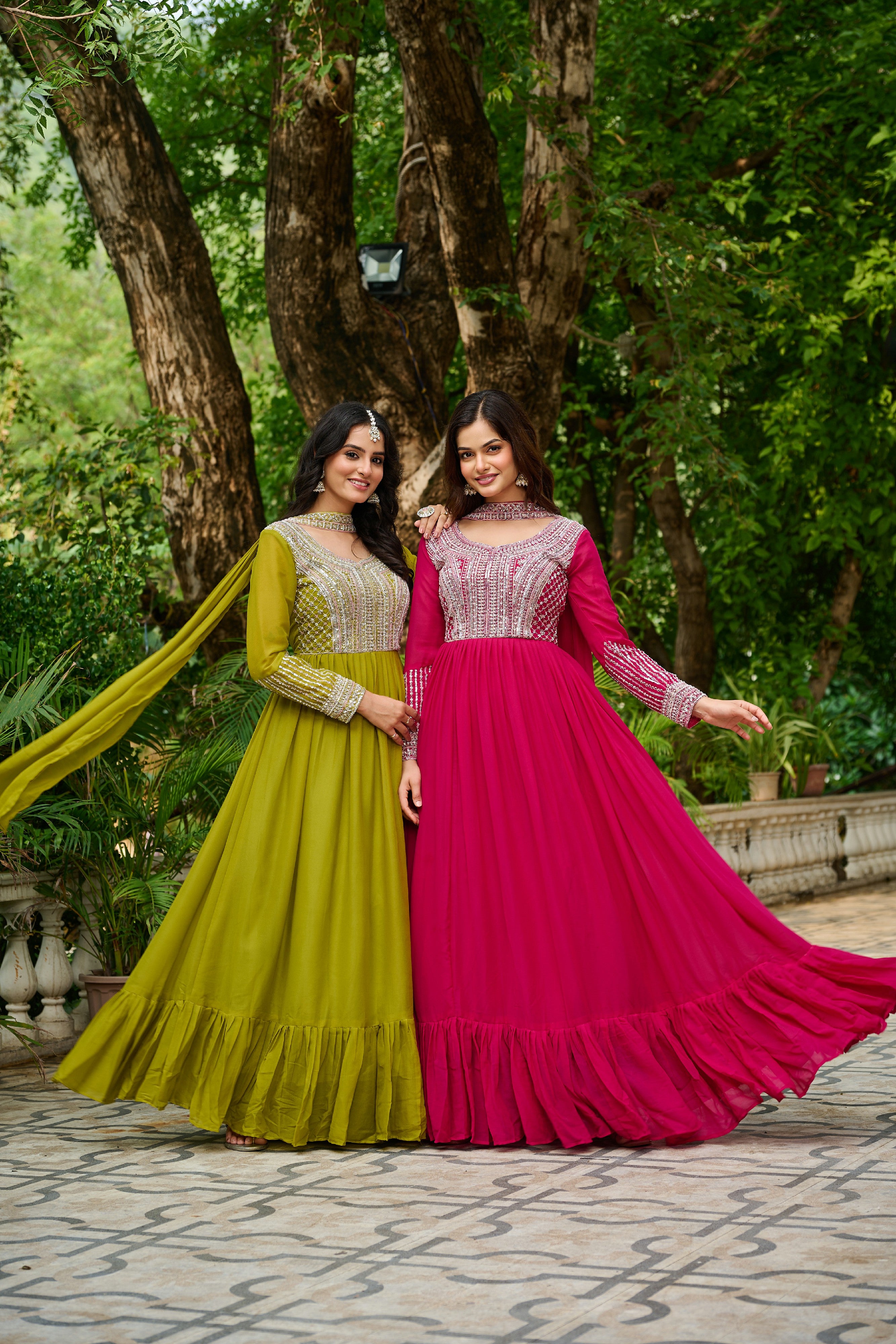 Georgette Sequins Embroidered Festive Gown With Dupatta