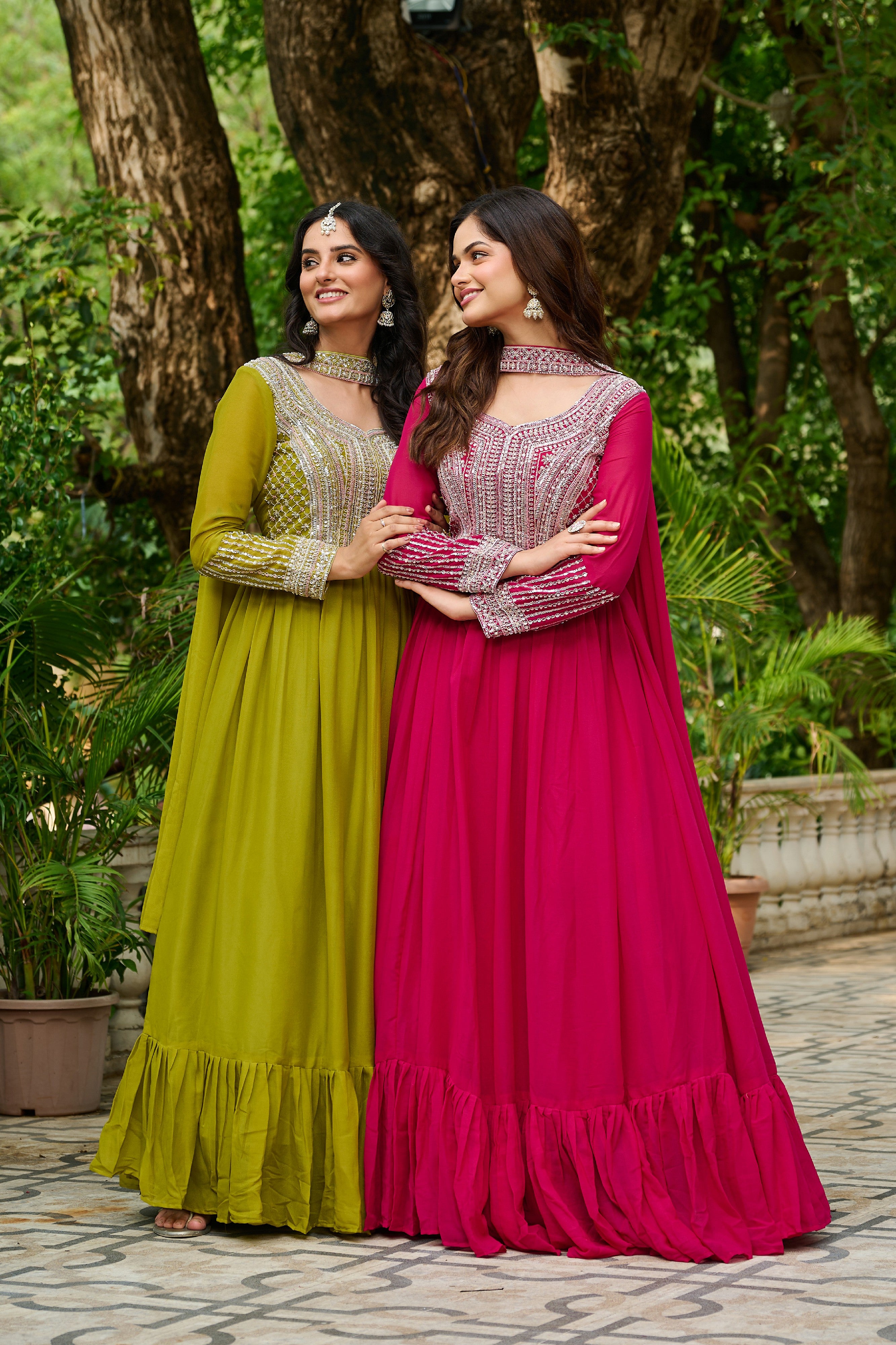 Georgette Sequins Embroidered Festive Gown With Dupatta