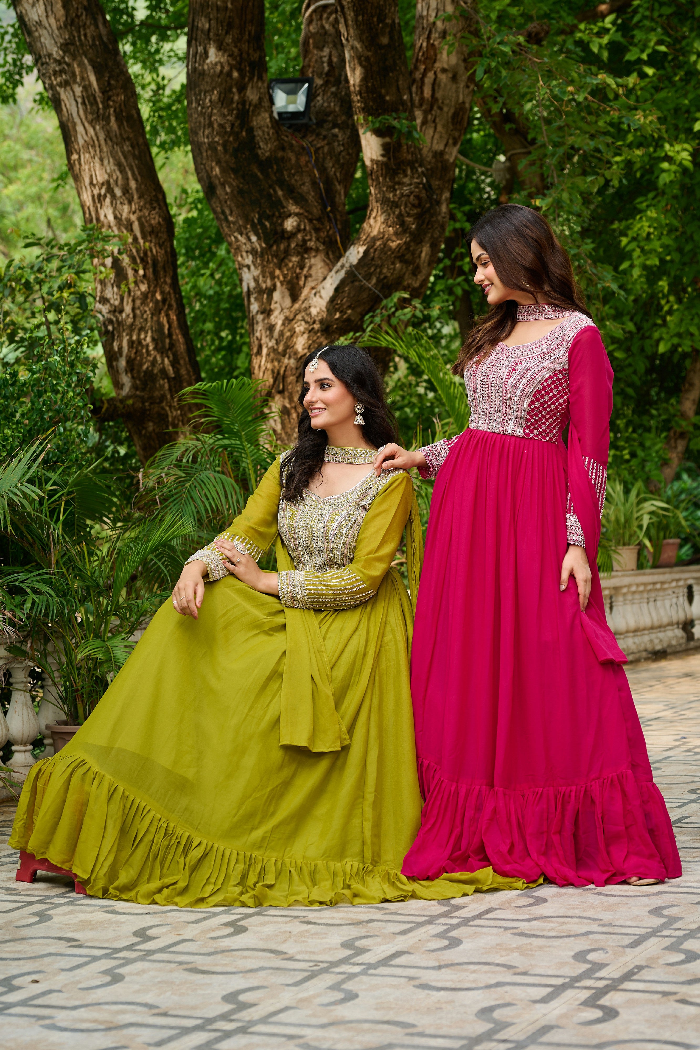 Georgette Sequins Embroidered Festive Gown With Dupatta