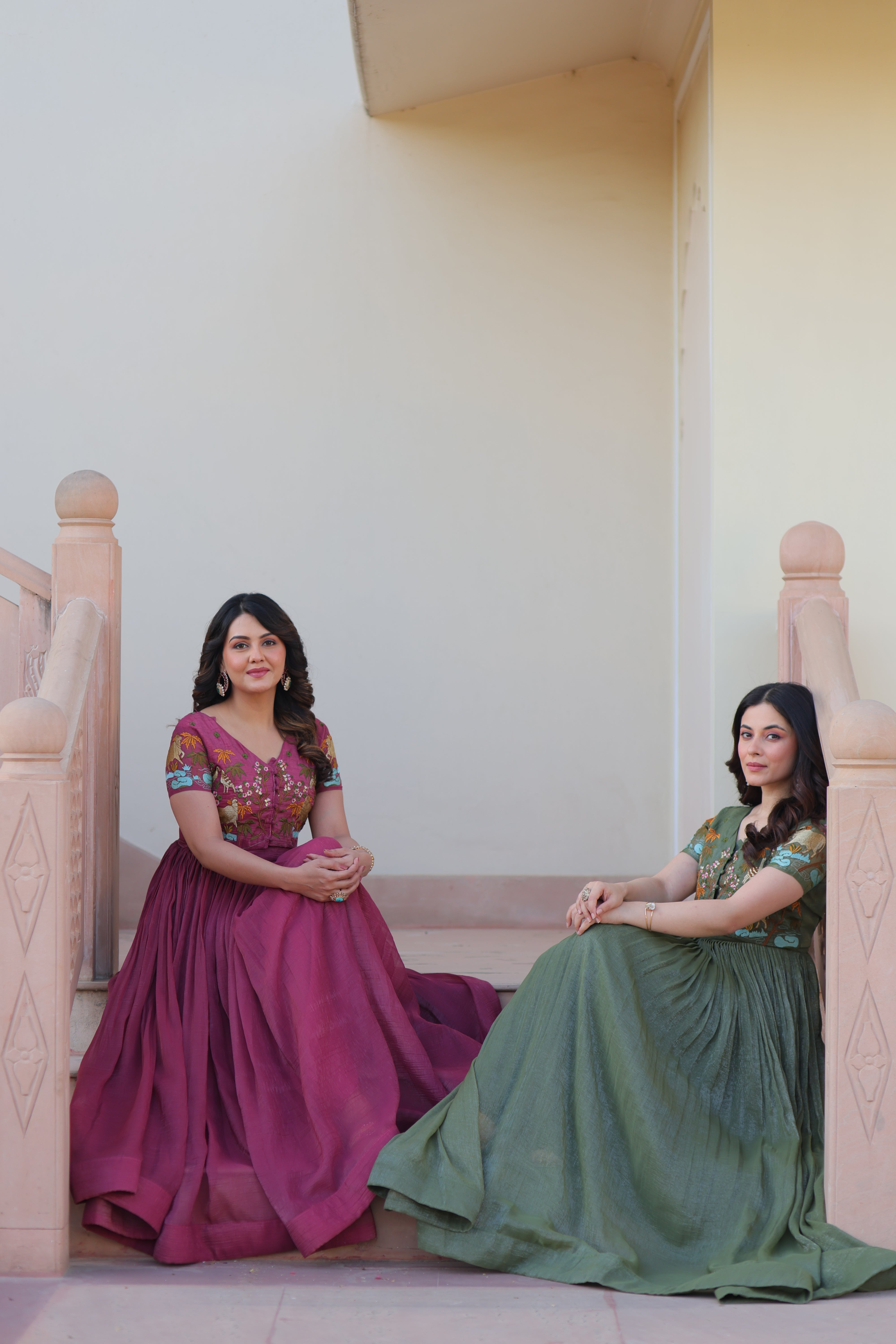 Organza Embroidered Traditional Gown With Koti