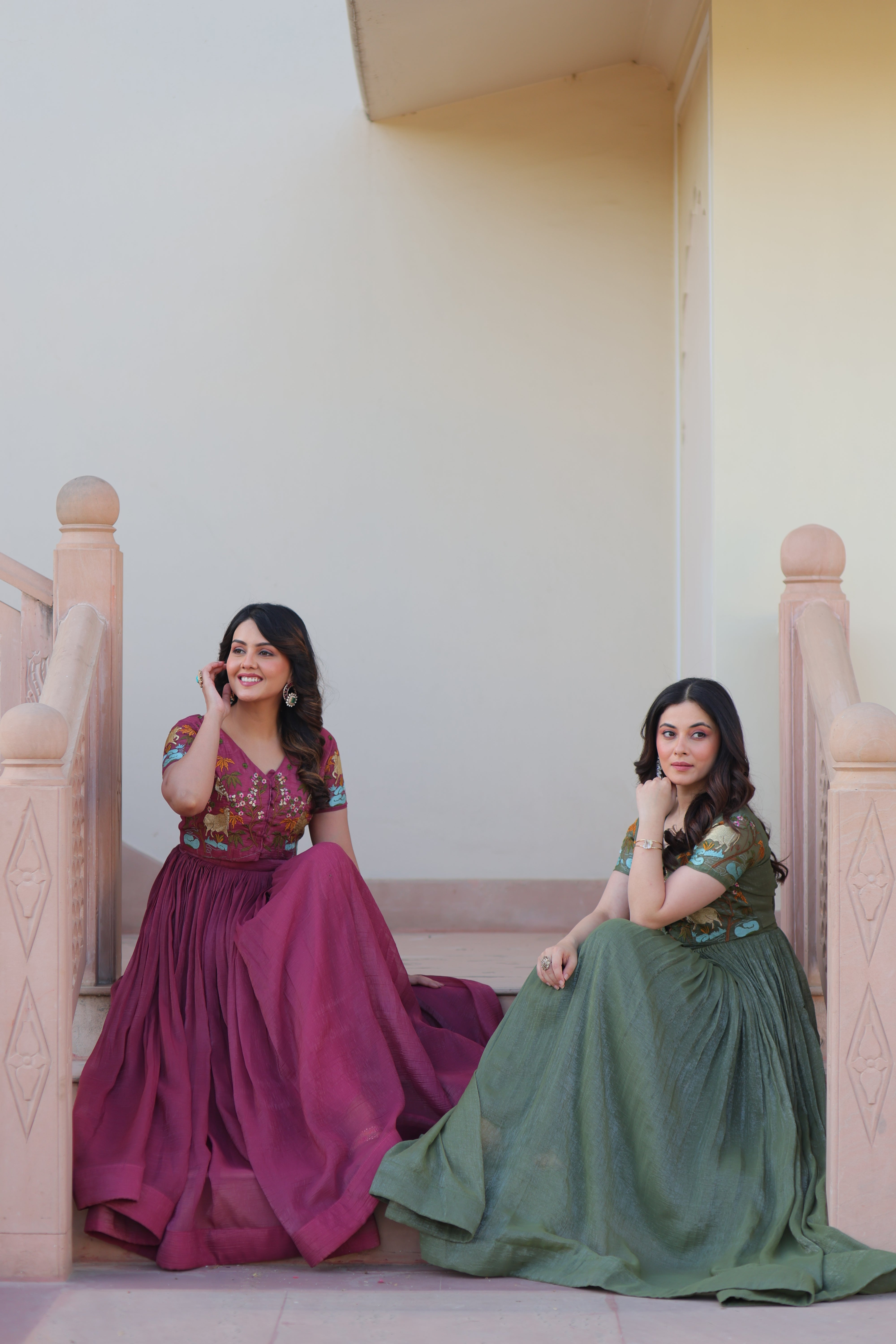 Organza Embroidered Traditional Gown With Koti