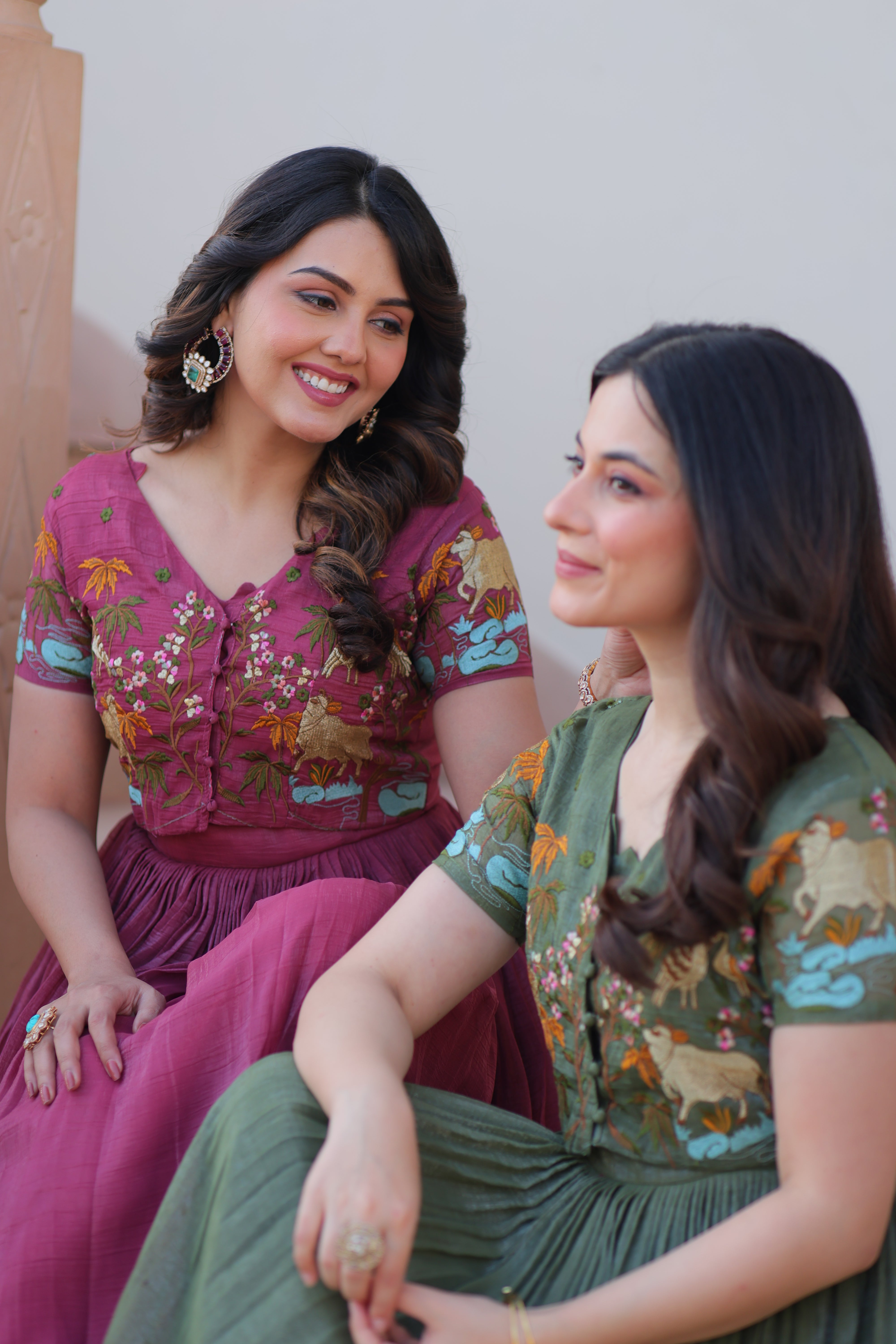 Organza Embroidered Traditional Gown With Koti
