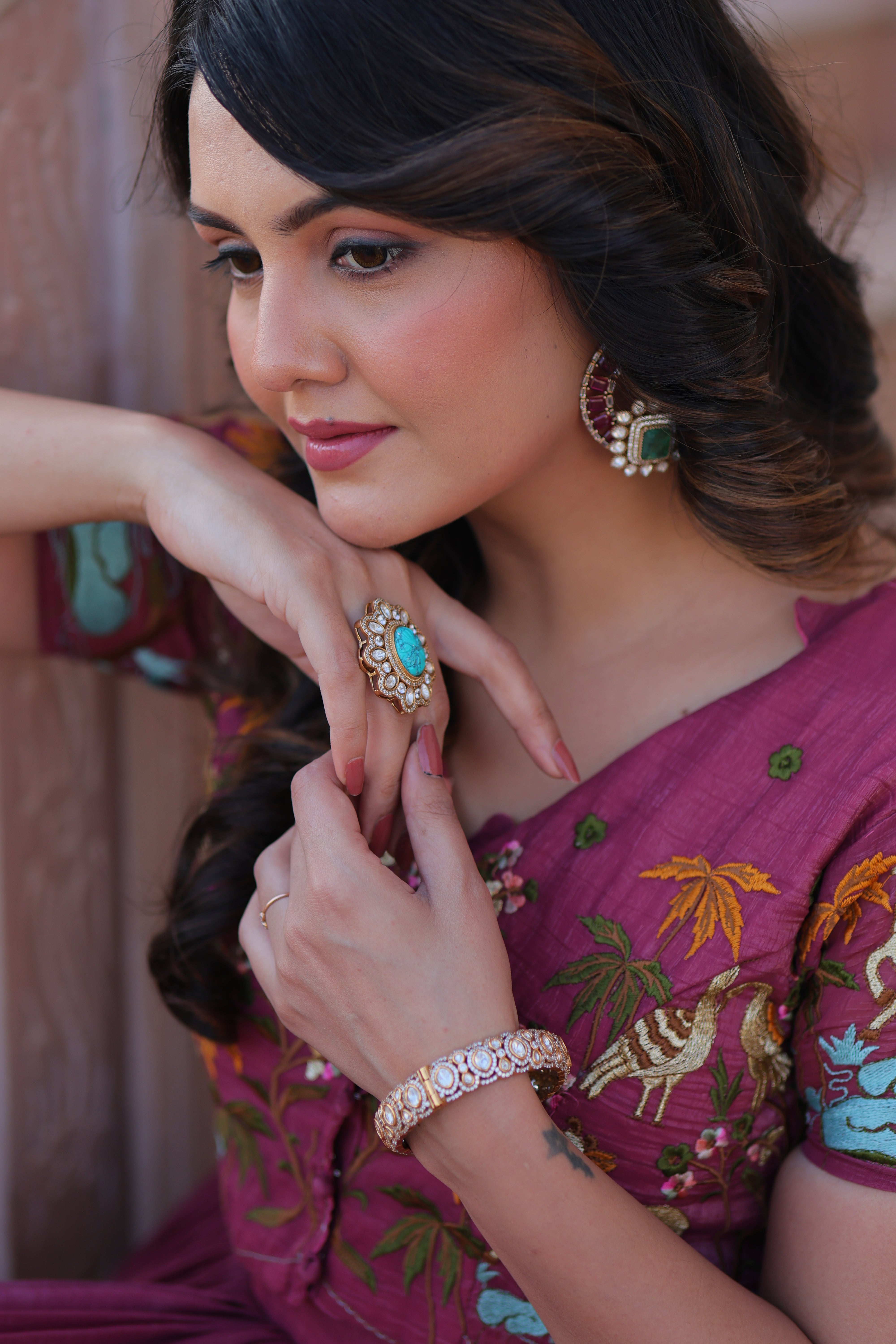 Organza Embroidered Traditional Gown With Koti