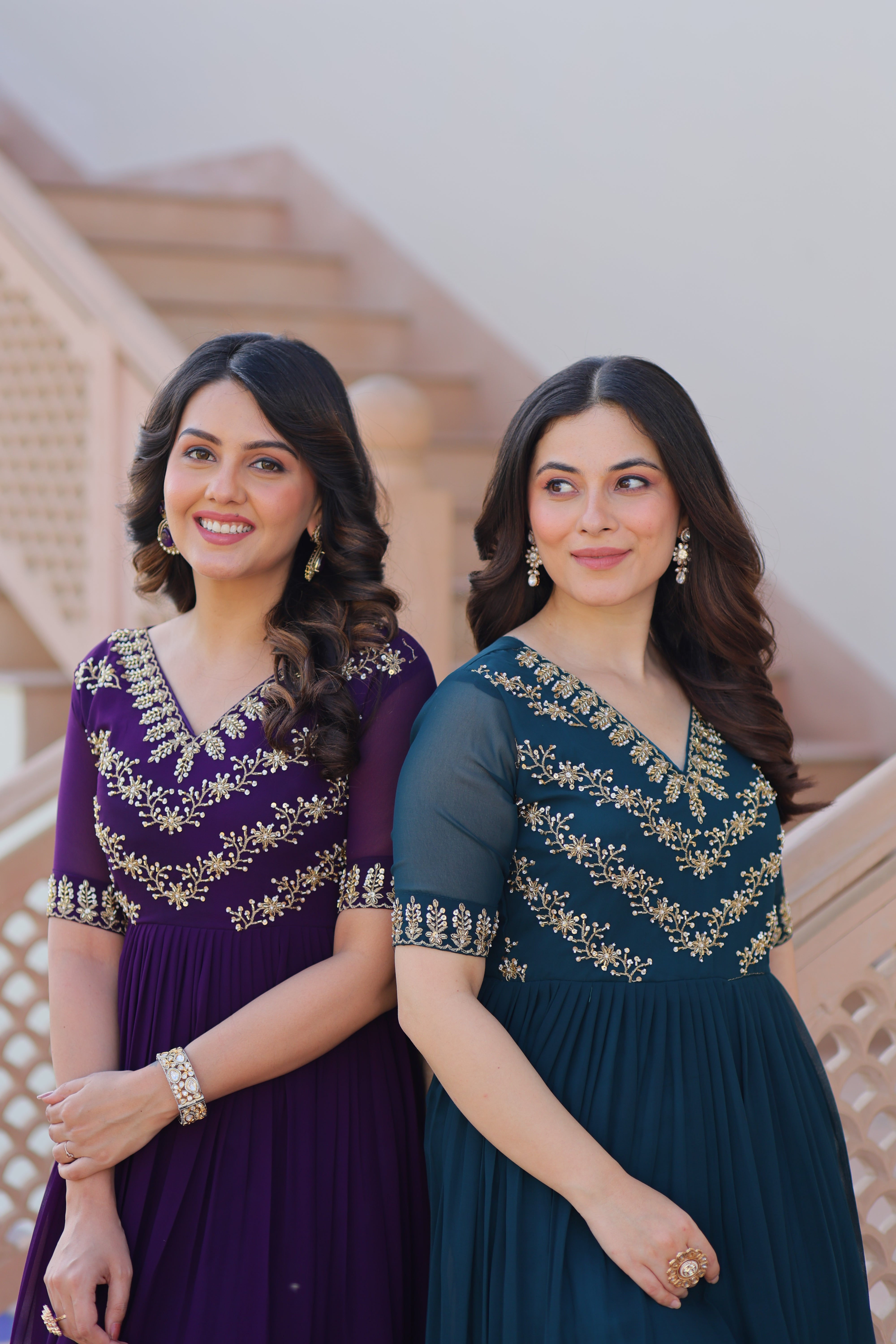 Georgette Beads Work Festival Wear Gown for Women