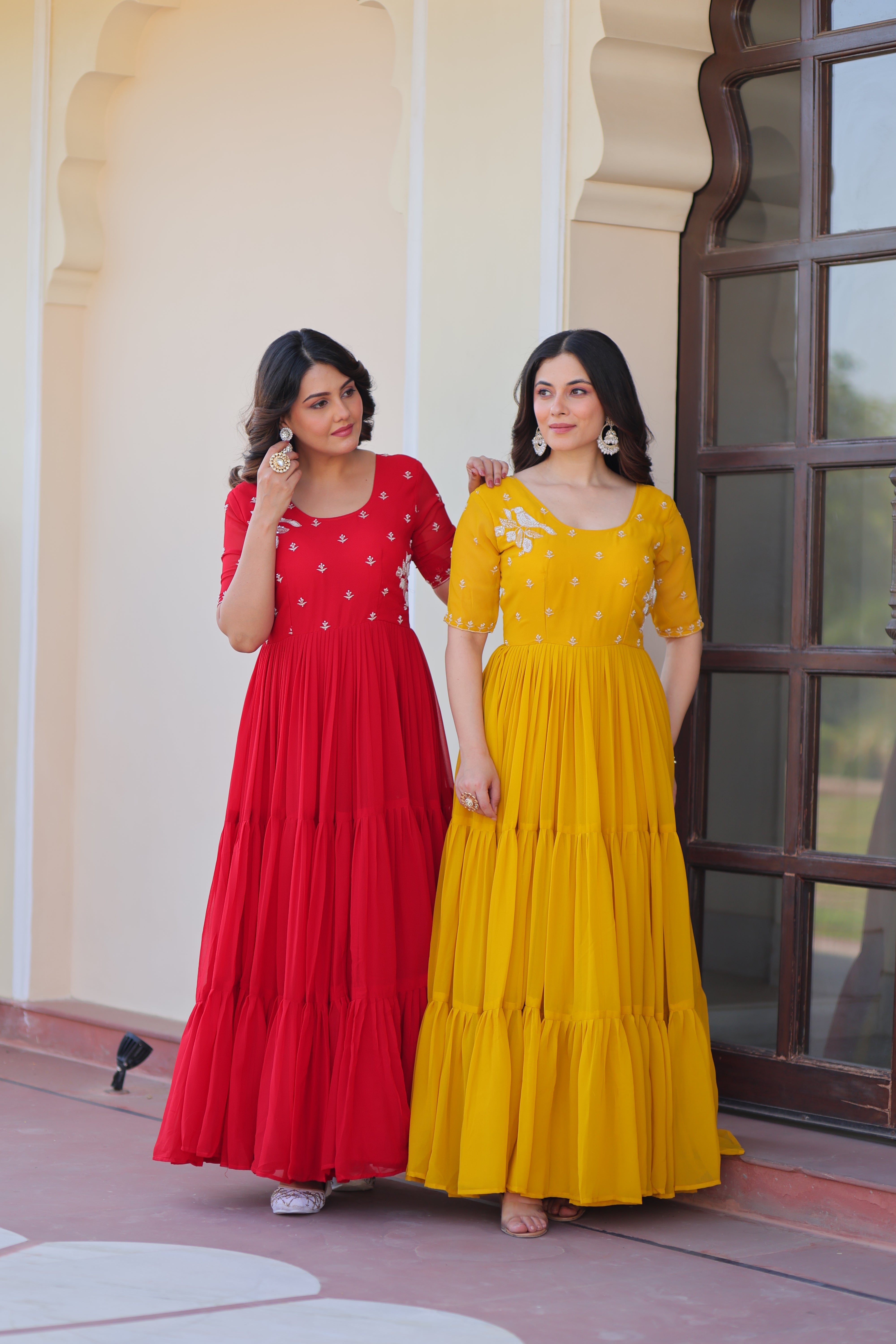 Georgette Embroidered Festival Wear Gown for Women