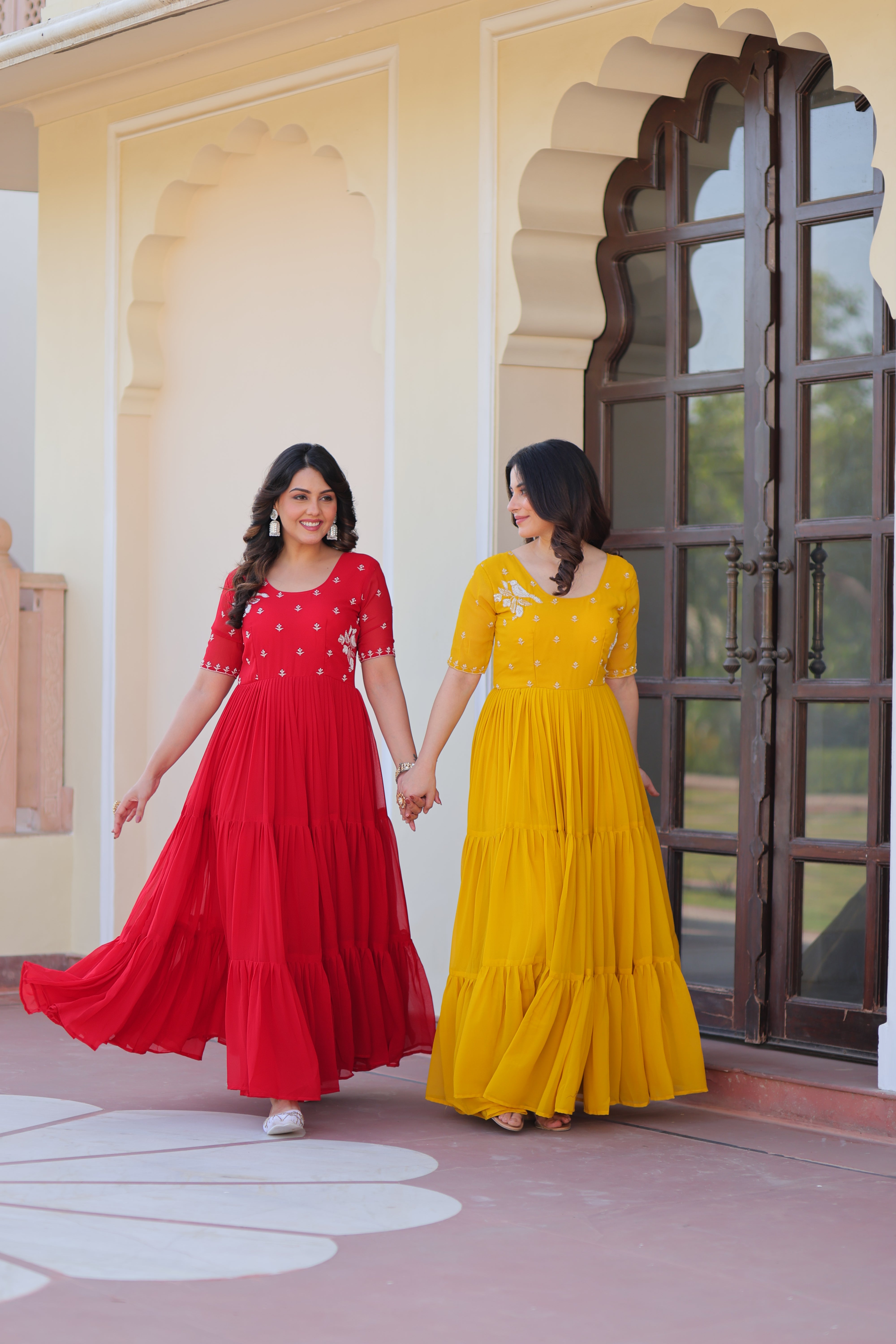 Georgette Embroidered Festival Wear Gown for Women