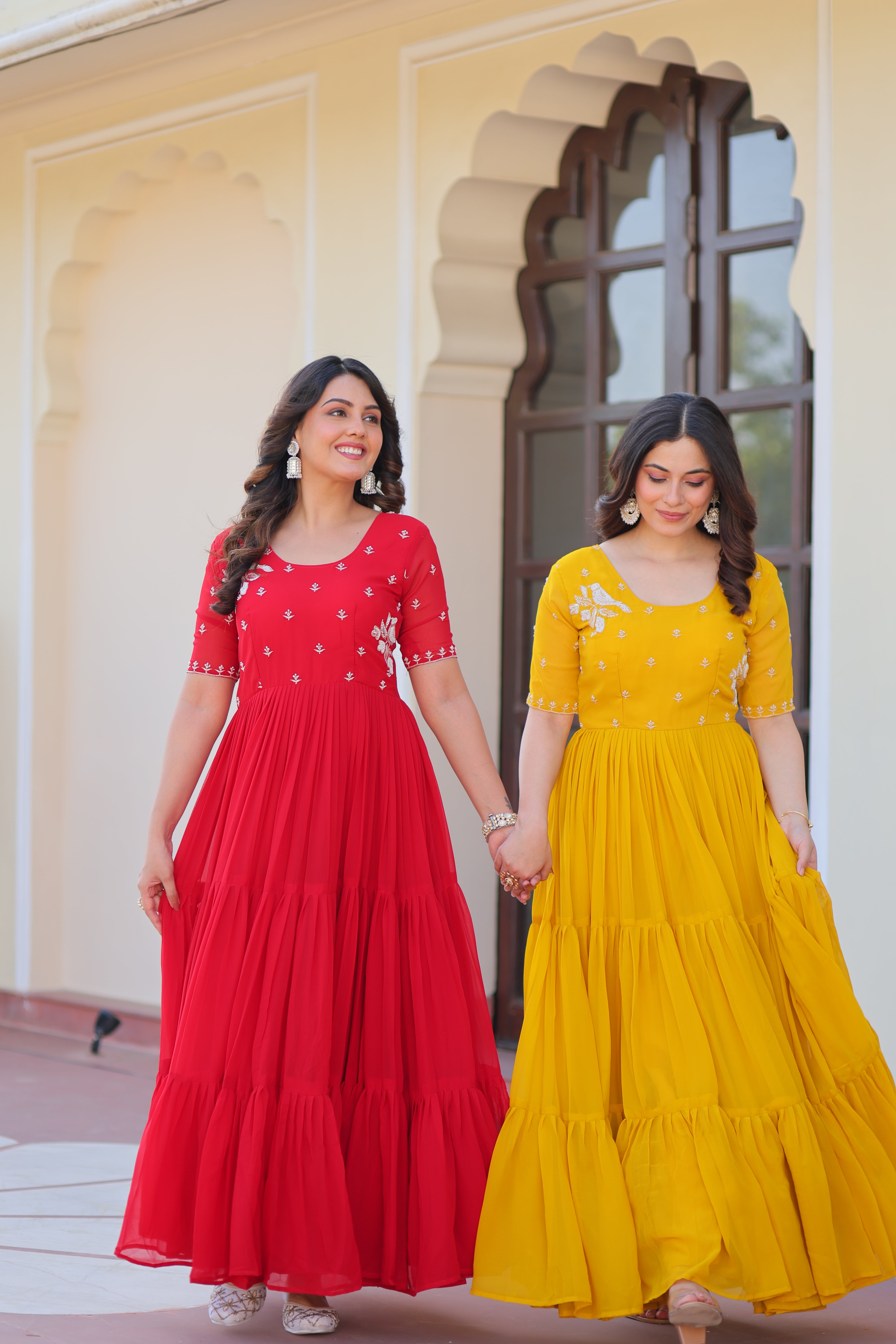 Georgette Embroidered Festival Wear Gown for Women