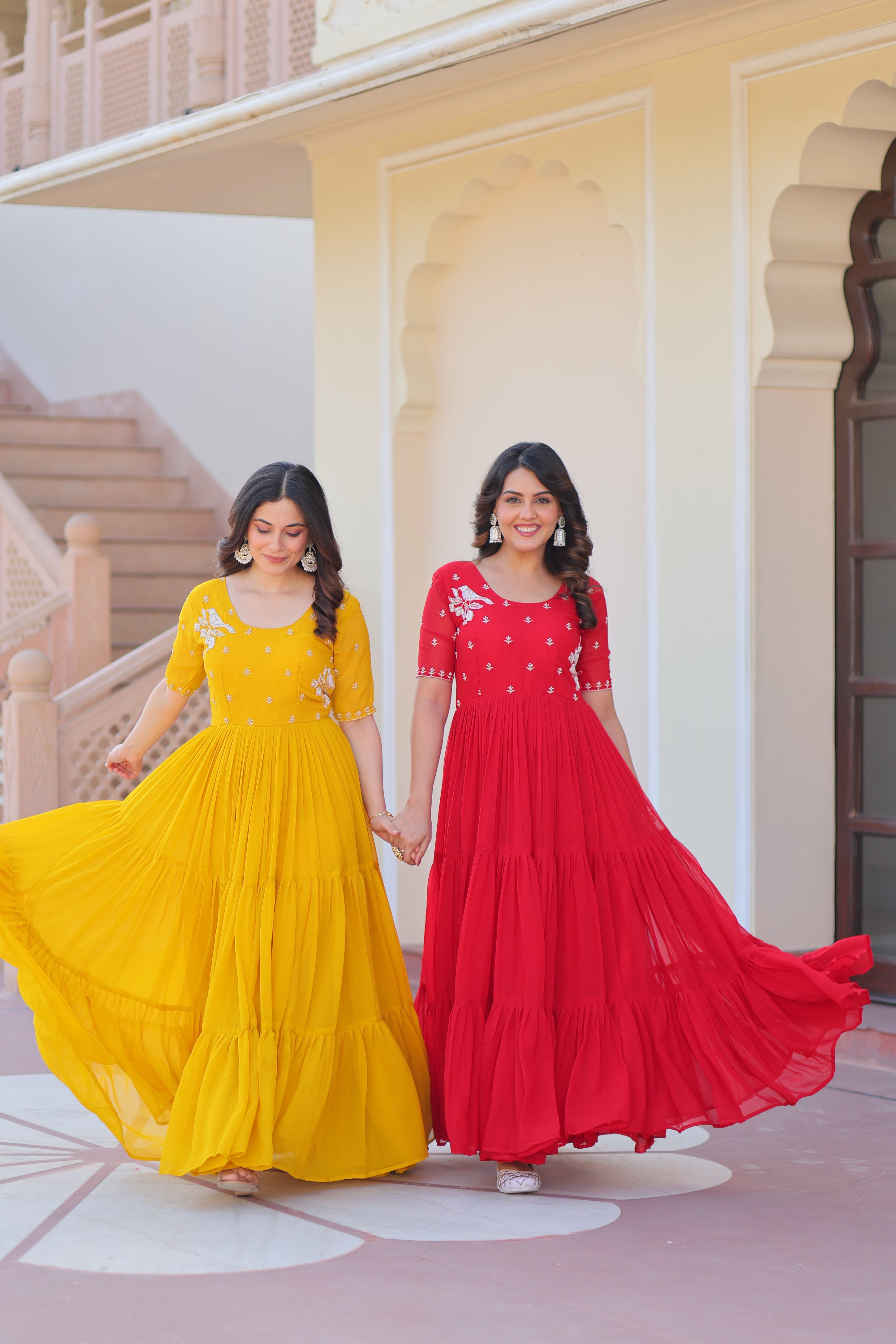 Georgette Embroidered Festival Wear Gown for Women