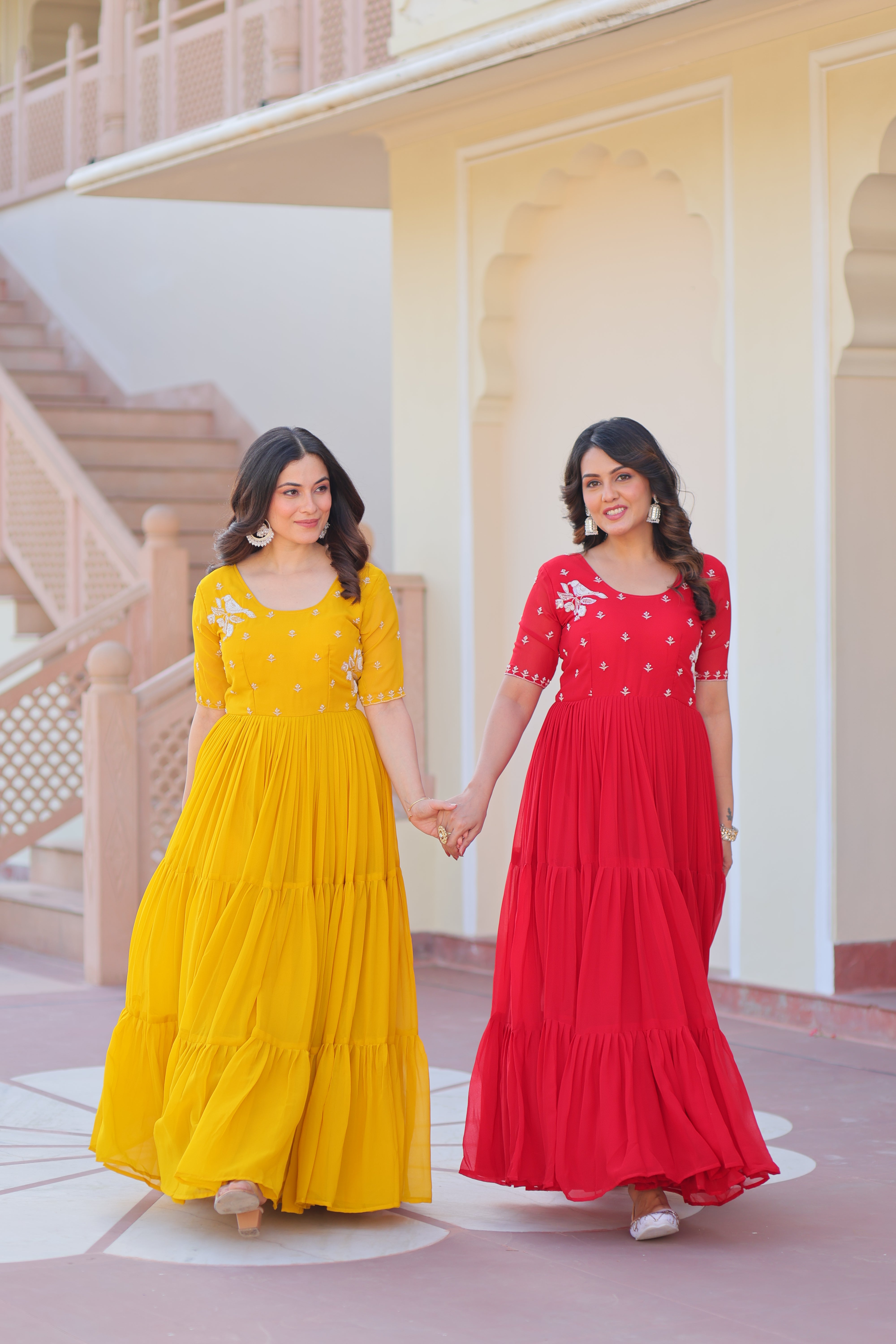 Georgette Embroidered Festival Wear Gown for Women