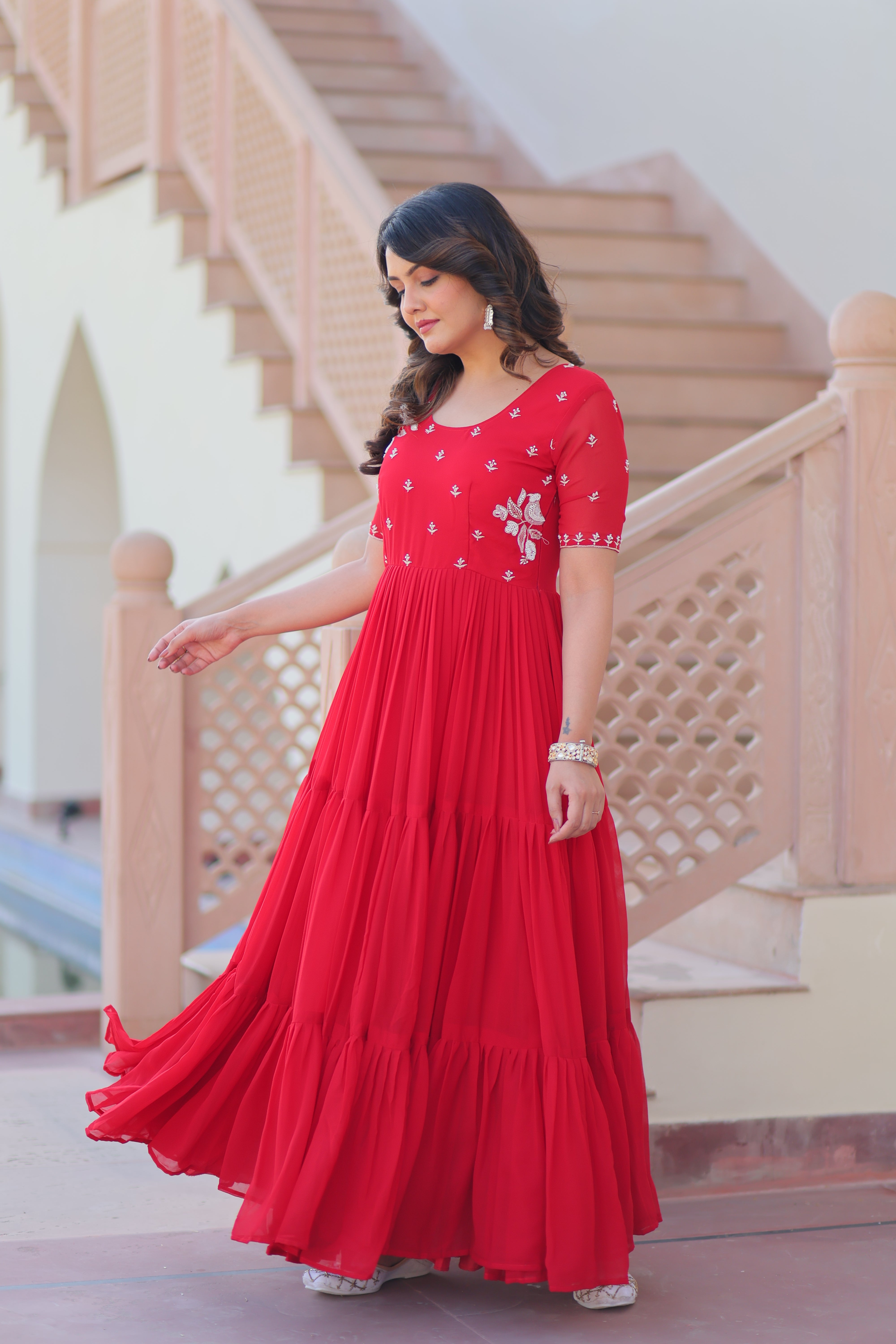 Georgette Embroidered Festival Wear Gown for Women