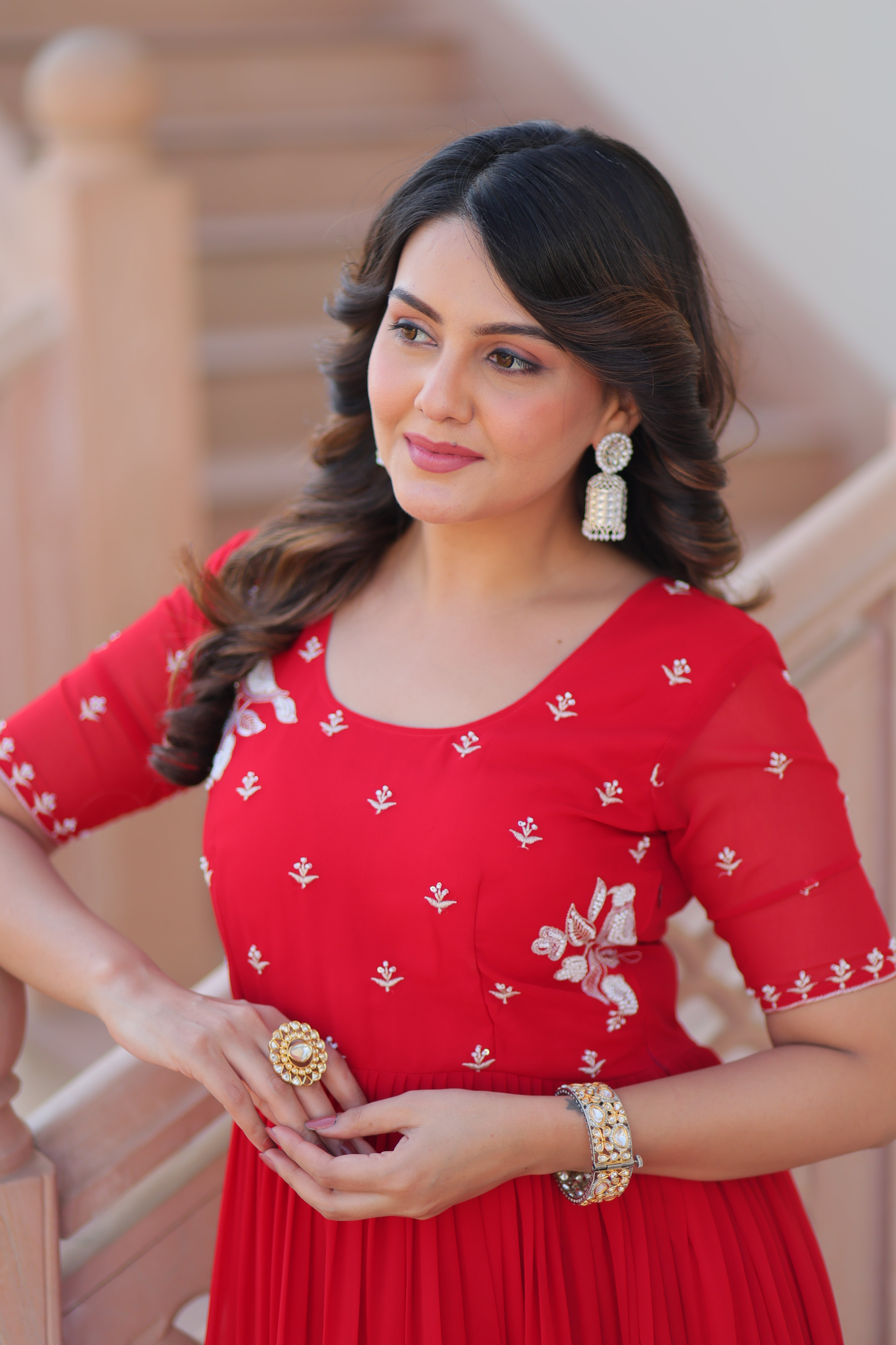Georgette Embroidered Festival Wear Gown for Women